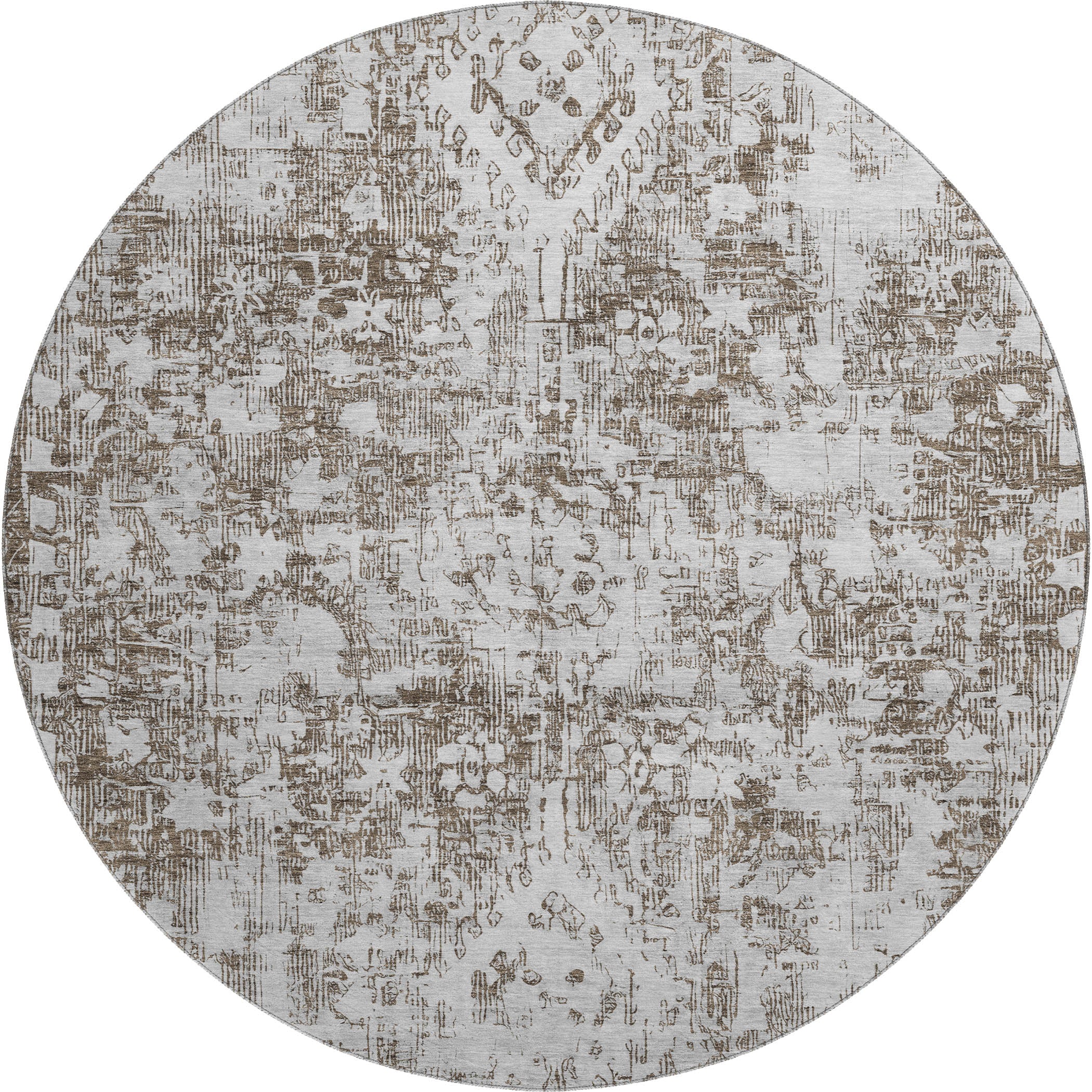 Salzburg Machine Washable Traditional Chocolate Brown Rug 8' x 8' #shape_Round