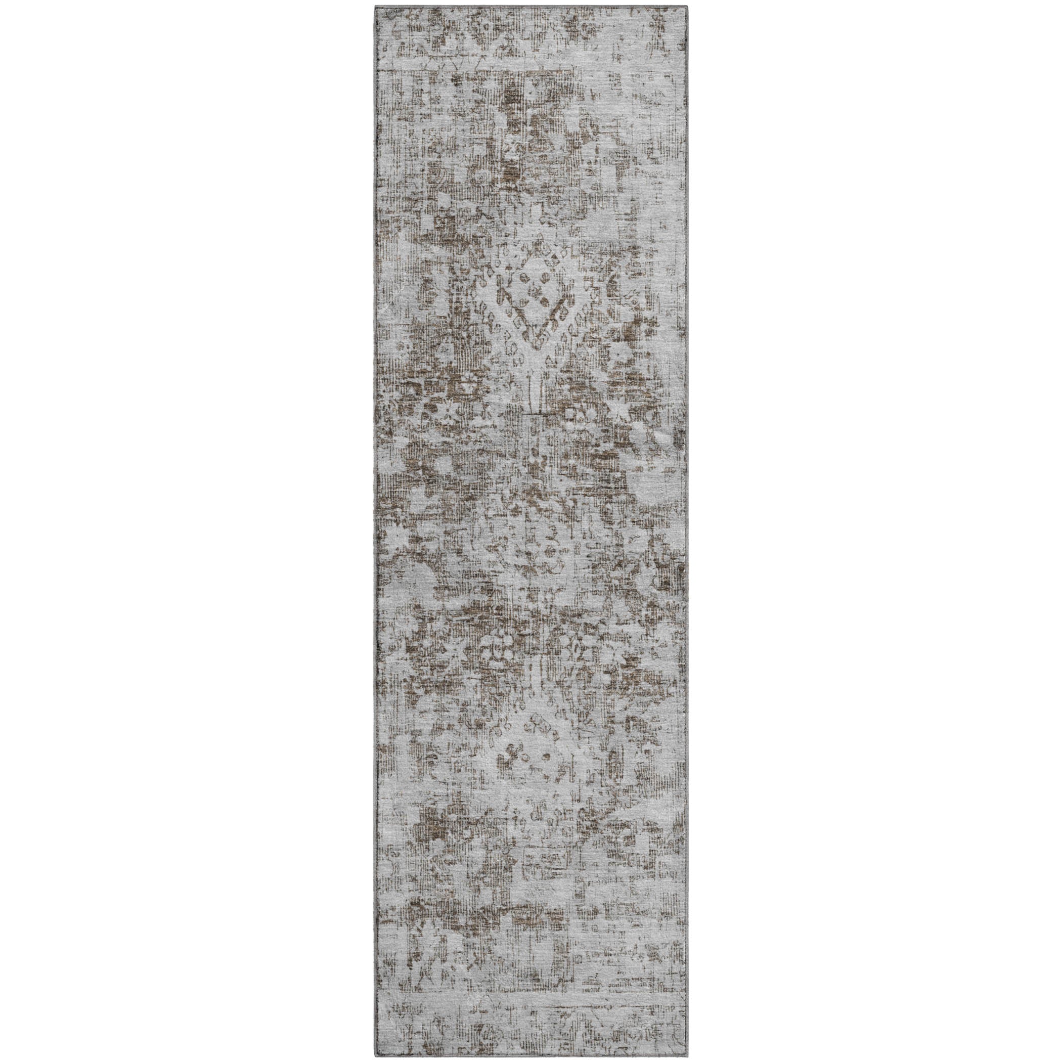Salzburg Machine Washable Traditional Chocolate Brown Rug 2'3" x 7'6" #shape_Runner