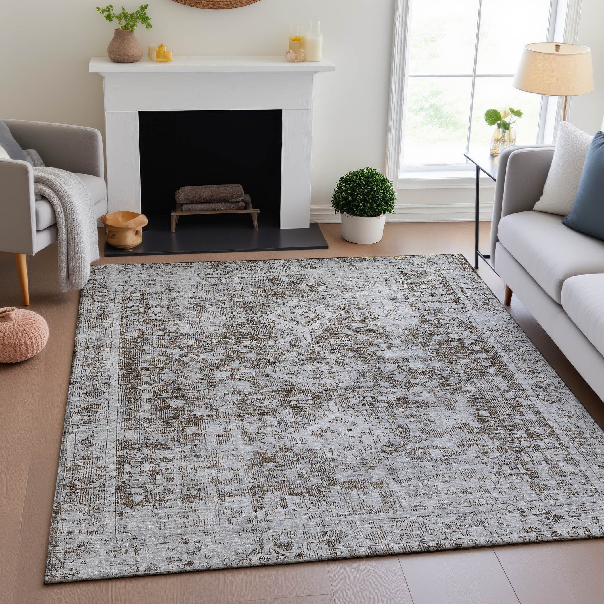 Salzburg Machine Washable Traditional Chocolate Brown Rug 2'6" x 3'10" #shape_Rectangle