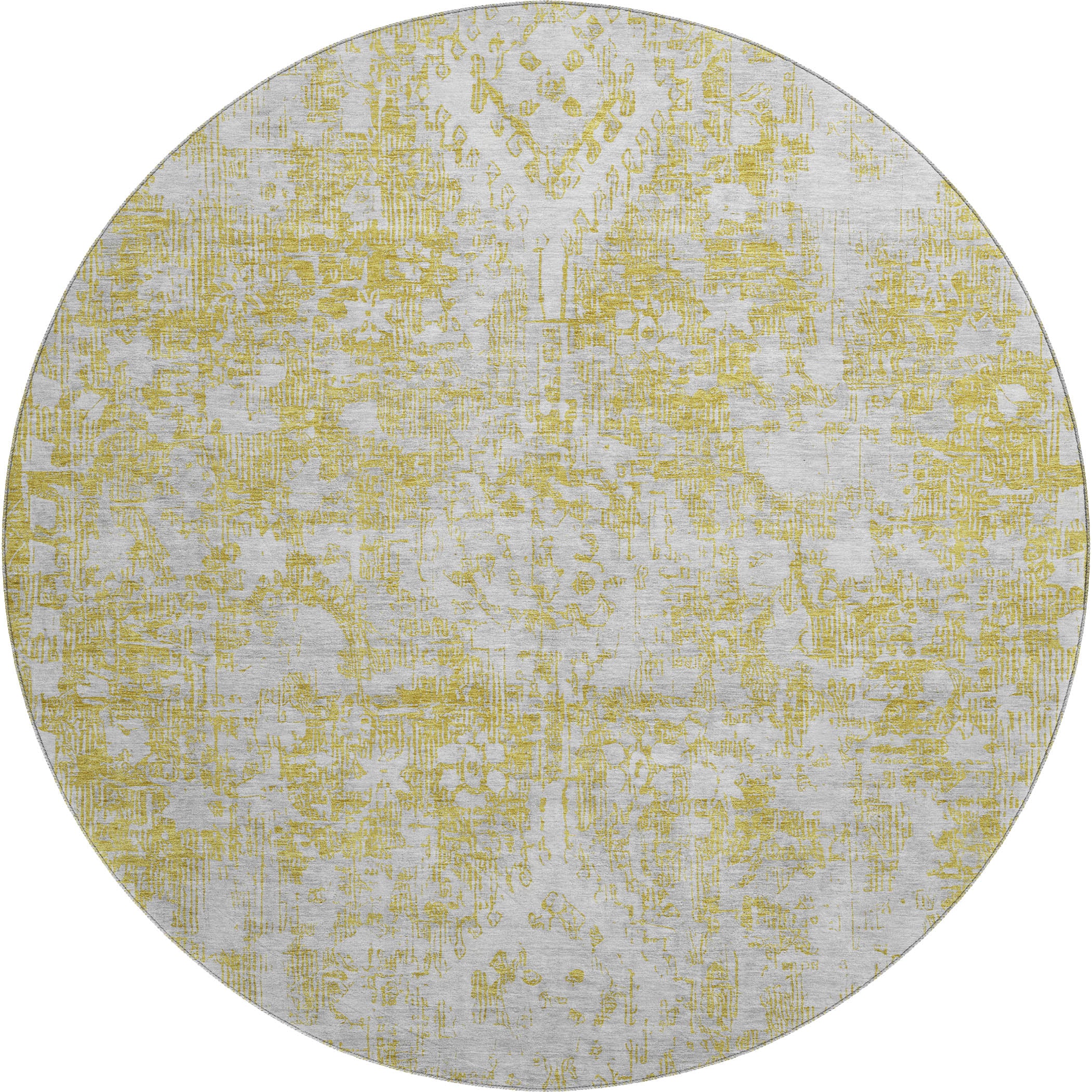 Salzburg Machine Washable Traditional Gold Rug 8' x 8' #shape_Round