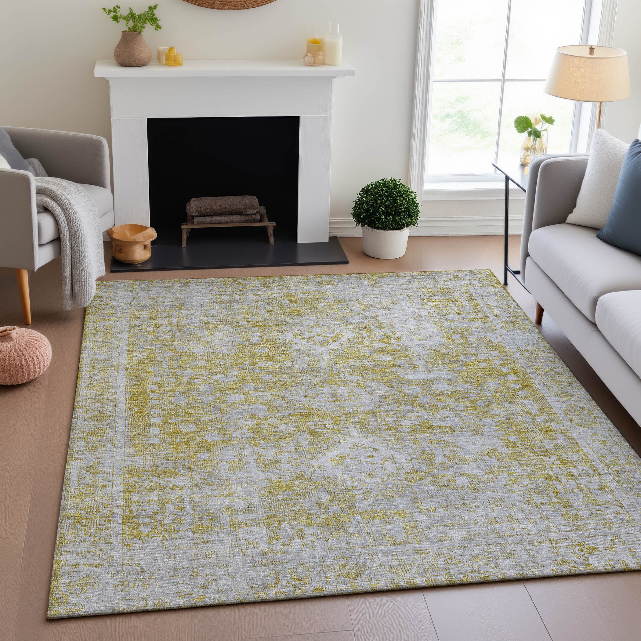 Salzburg Machine Washable Traditional Gold Rug 2'6" x 3'10" #shape_Rectangle