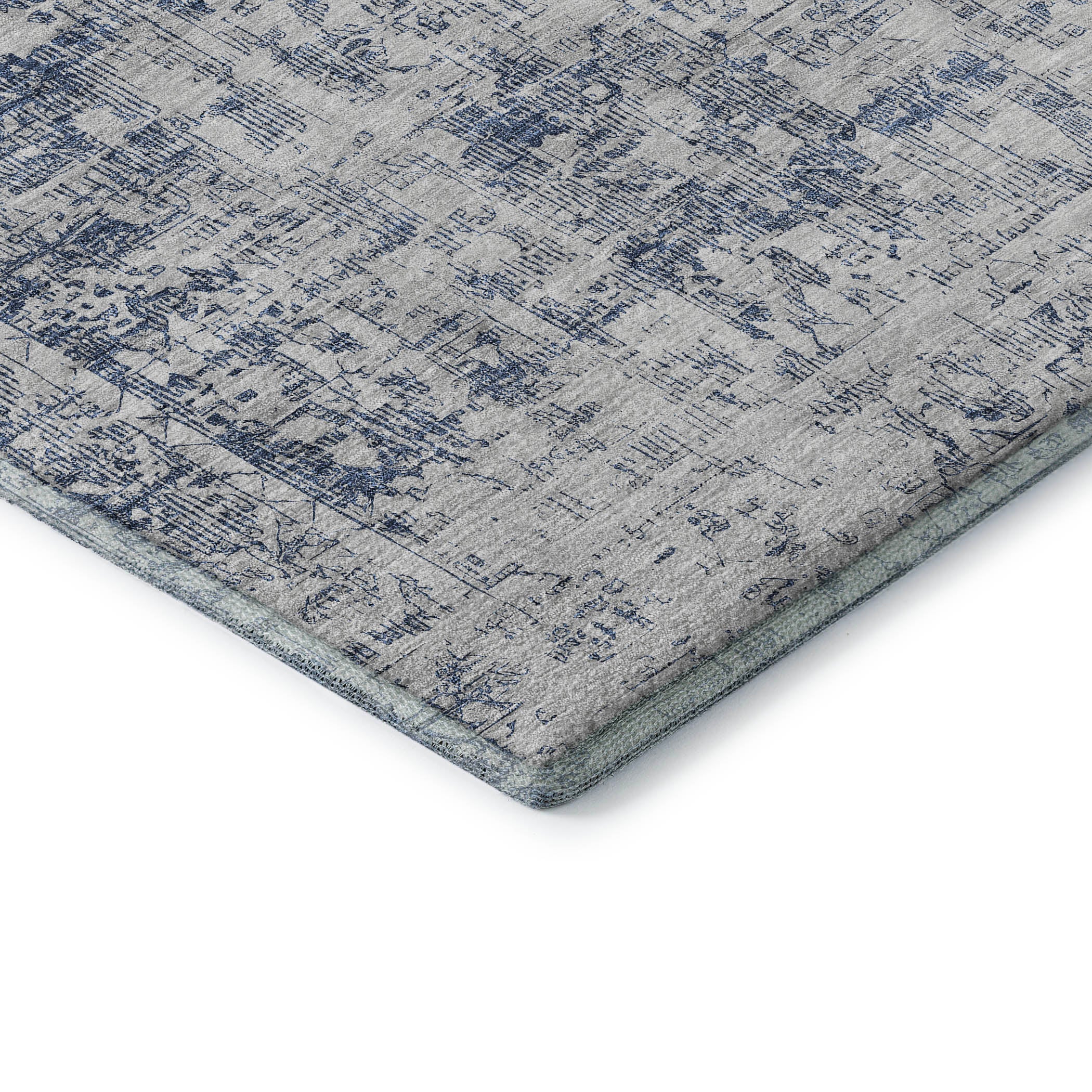 Salzburg Machine Washable Traditional Navy Blue Rug 1'8" x 2'6" #shape_Rectangle