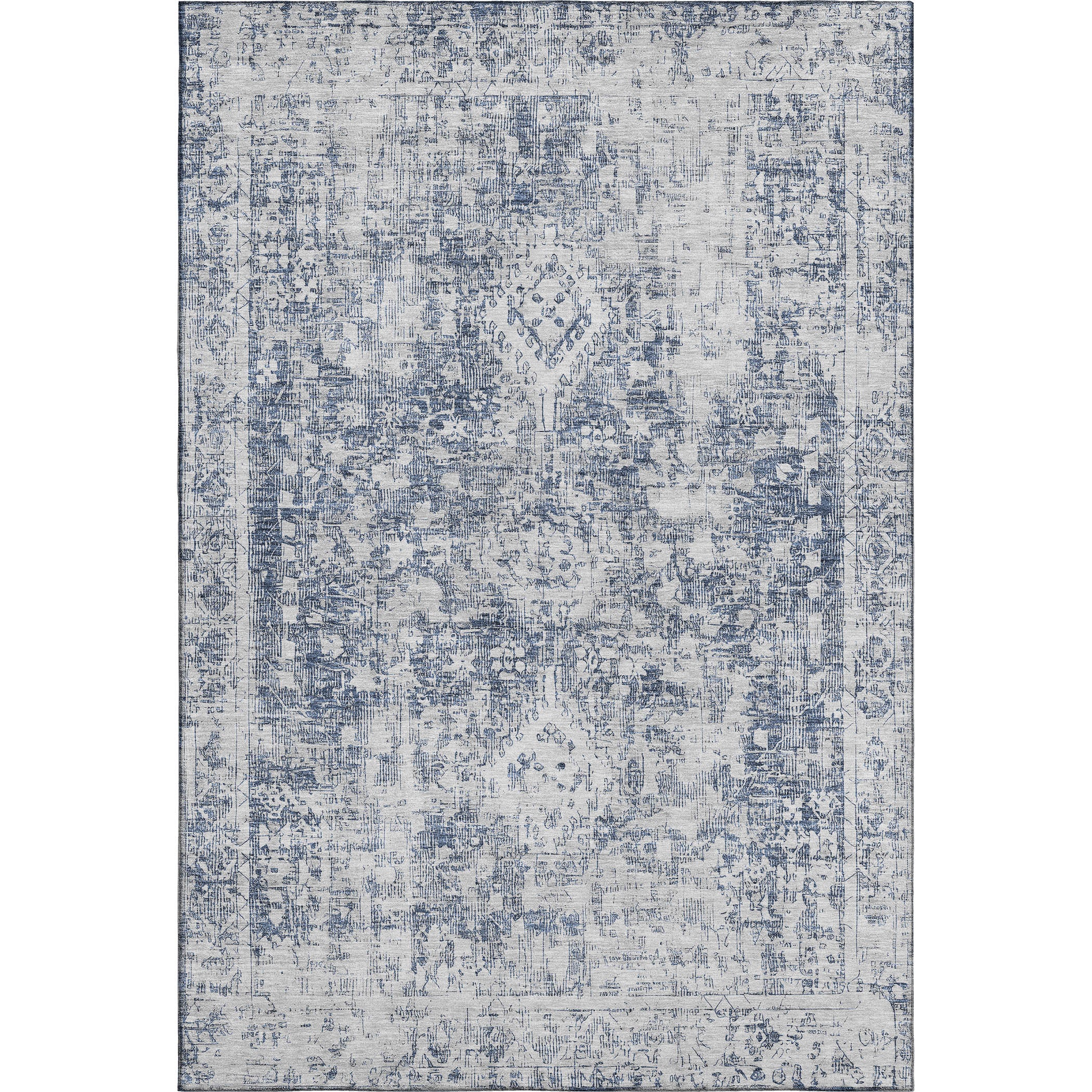 Salzburg Machine Washable Traditional Navy Blue Rug 2'6" x 3'10" #shape_Rectangle