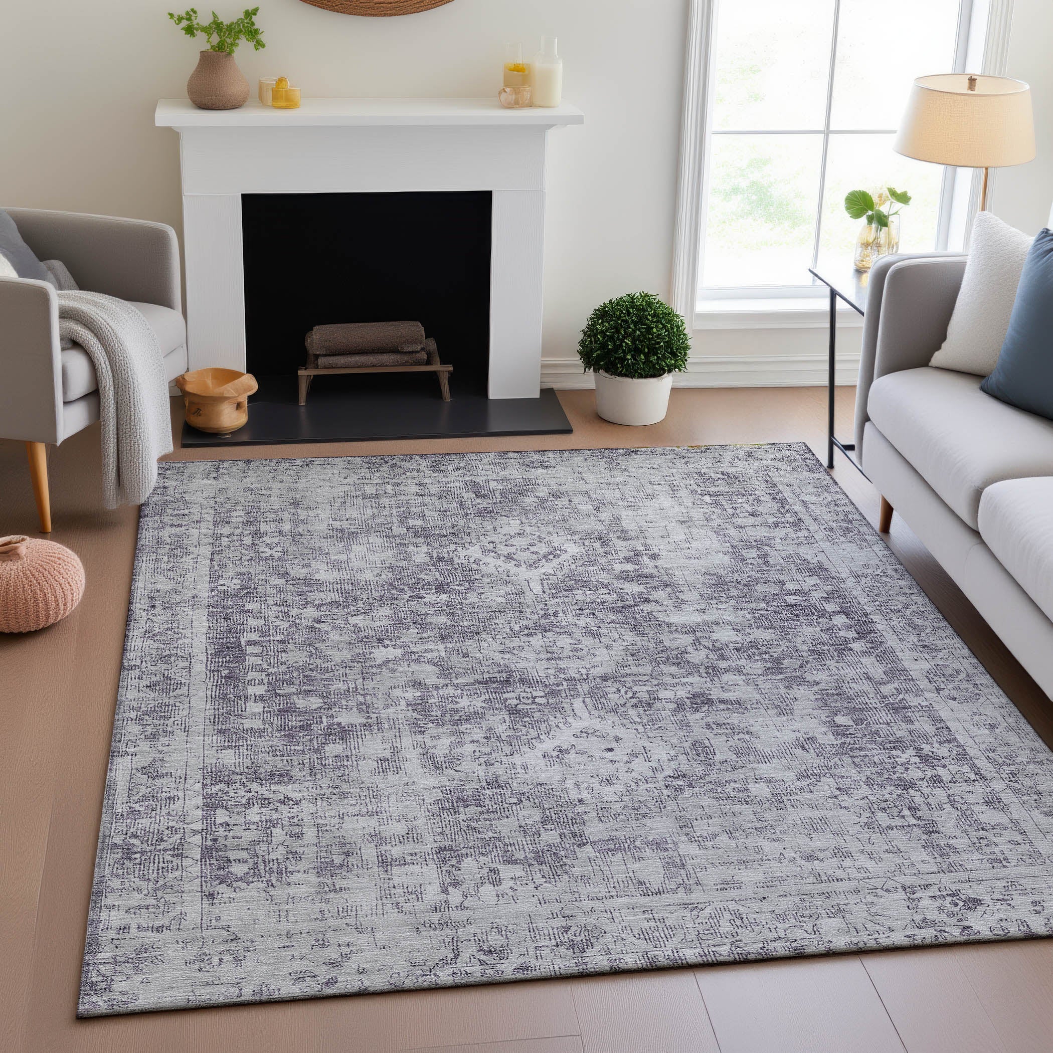 Salzburg Machine Washable Traditional Plum Purple Rug 2'6" x 3'10" #shape_Rectangle