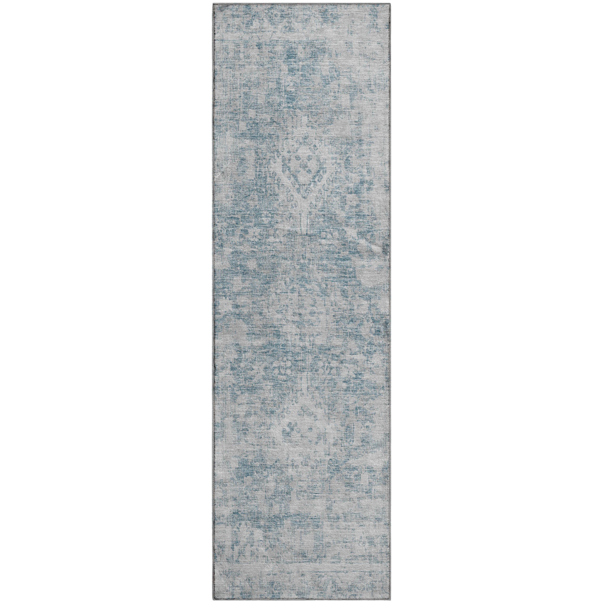 Salzburg Machine Washable Traditional Sky Blue Rug 2'3" x 7'6" #shape_Runner