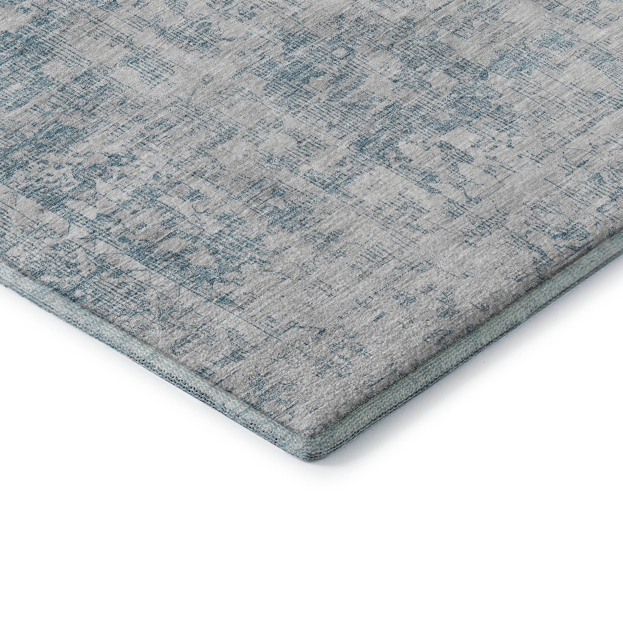 Salzburg Machine Washable Traditional Sky Blue Rug 1'8" x 2'6" #shape_Rectangle