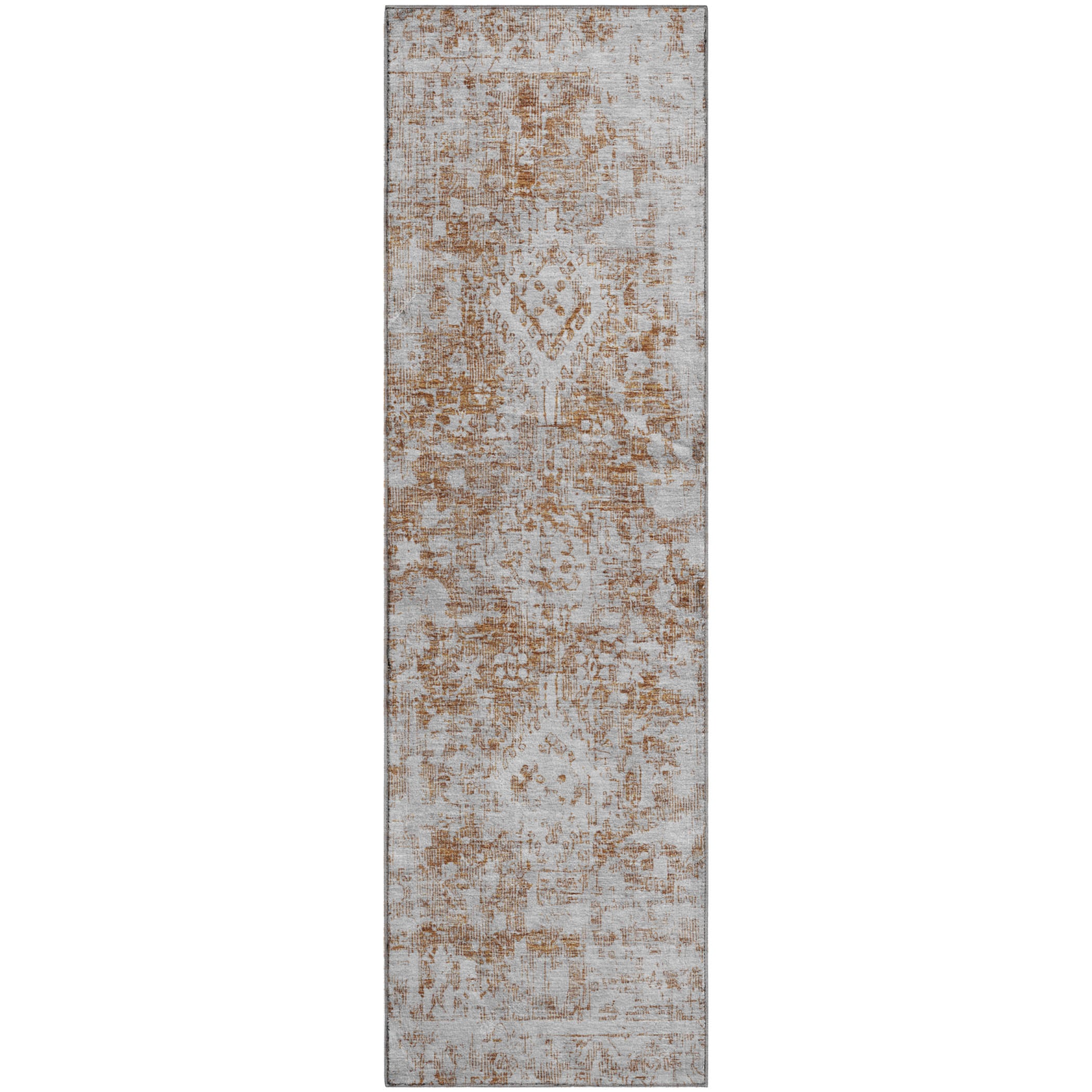 Salzburg Machine Washable Traditional Terracotta Orange Rug 2'3" x 7'6" #shape_Runner