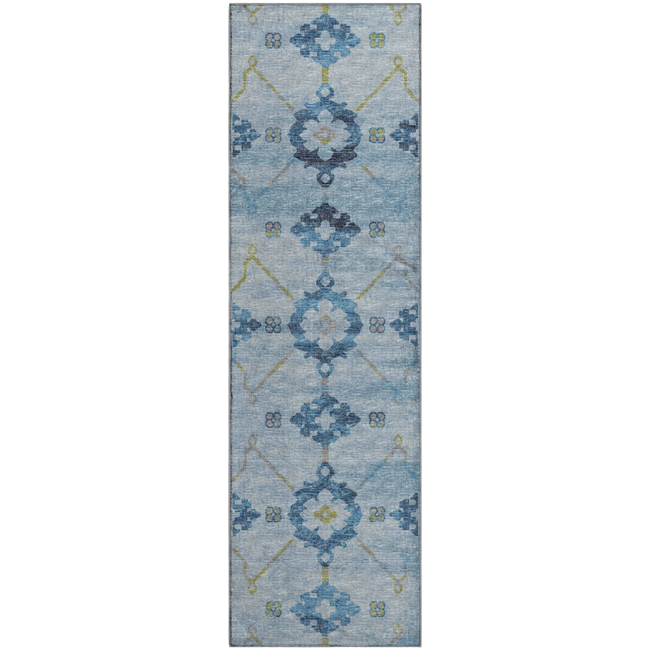 Oaxaca Machine Washable Transitional Blue Rug 2'3" x 7'6" #shape_Runner