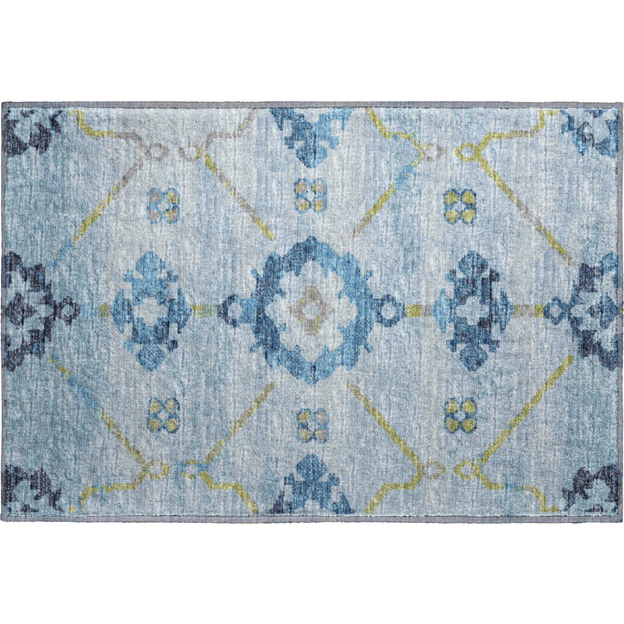 Oaxaca Machine Washable Transitional Blue Rug 1'8" x 2'6" #shape_Rectangle