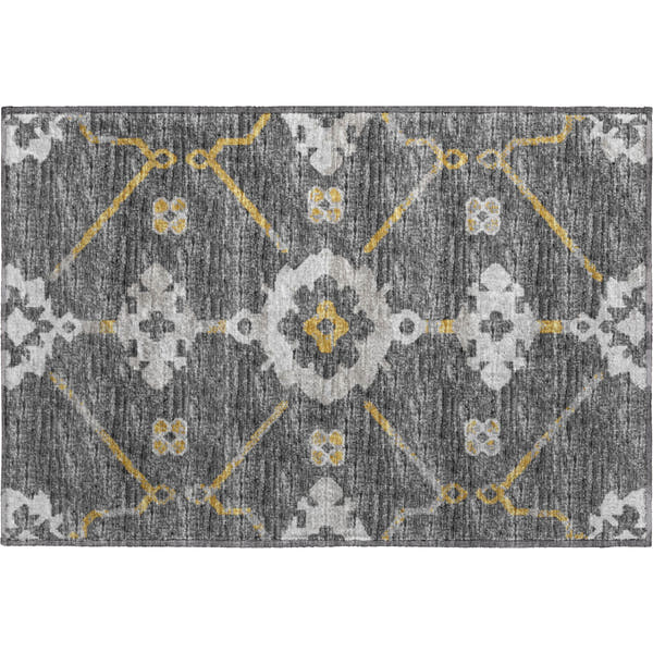 Oaxaca Machine Washable Transitional Gray Rug 1'8" x 2'6"