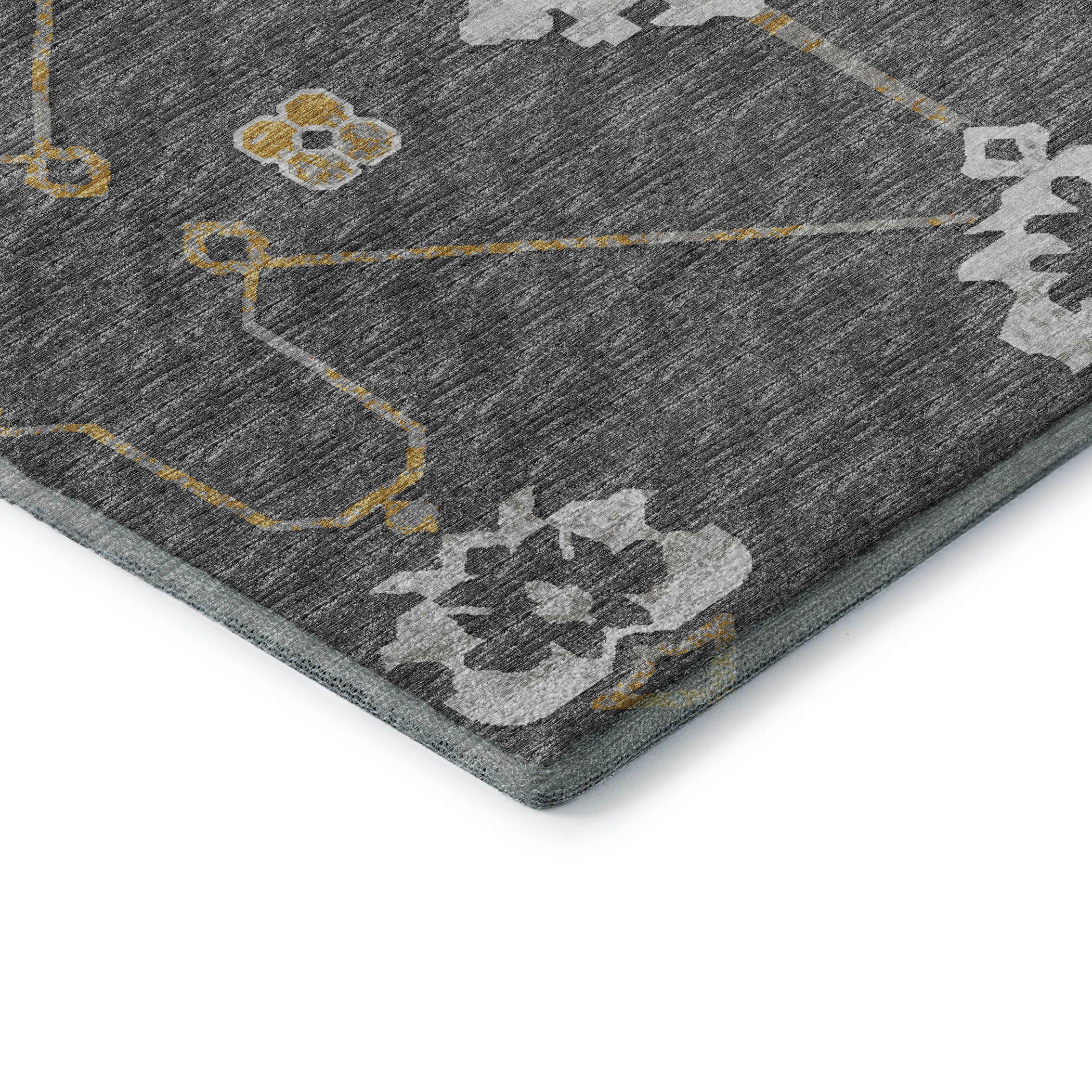 Oaxaca Machine Washable Transitional Gray Rug 1'8" x 2'6" #shape_Rectangle