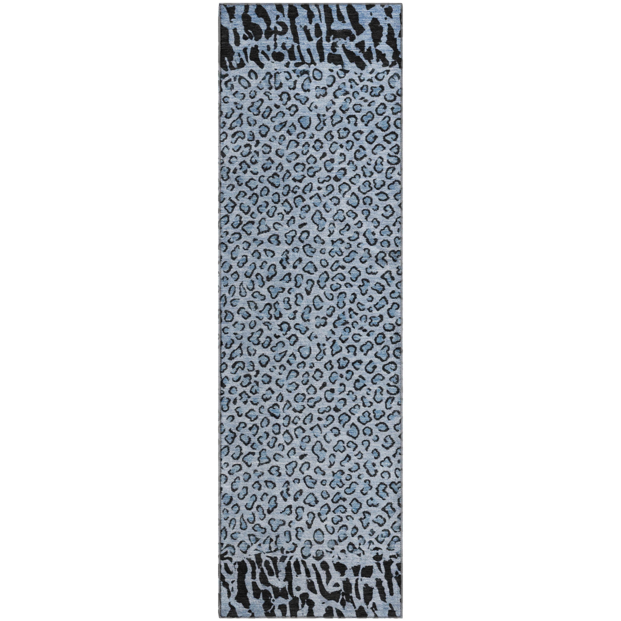 Baku Machine Washable Transitional Blue Rug 2'3" x 7'6" #shape_Runner