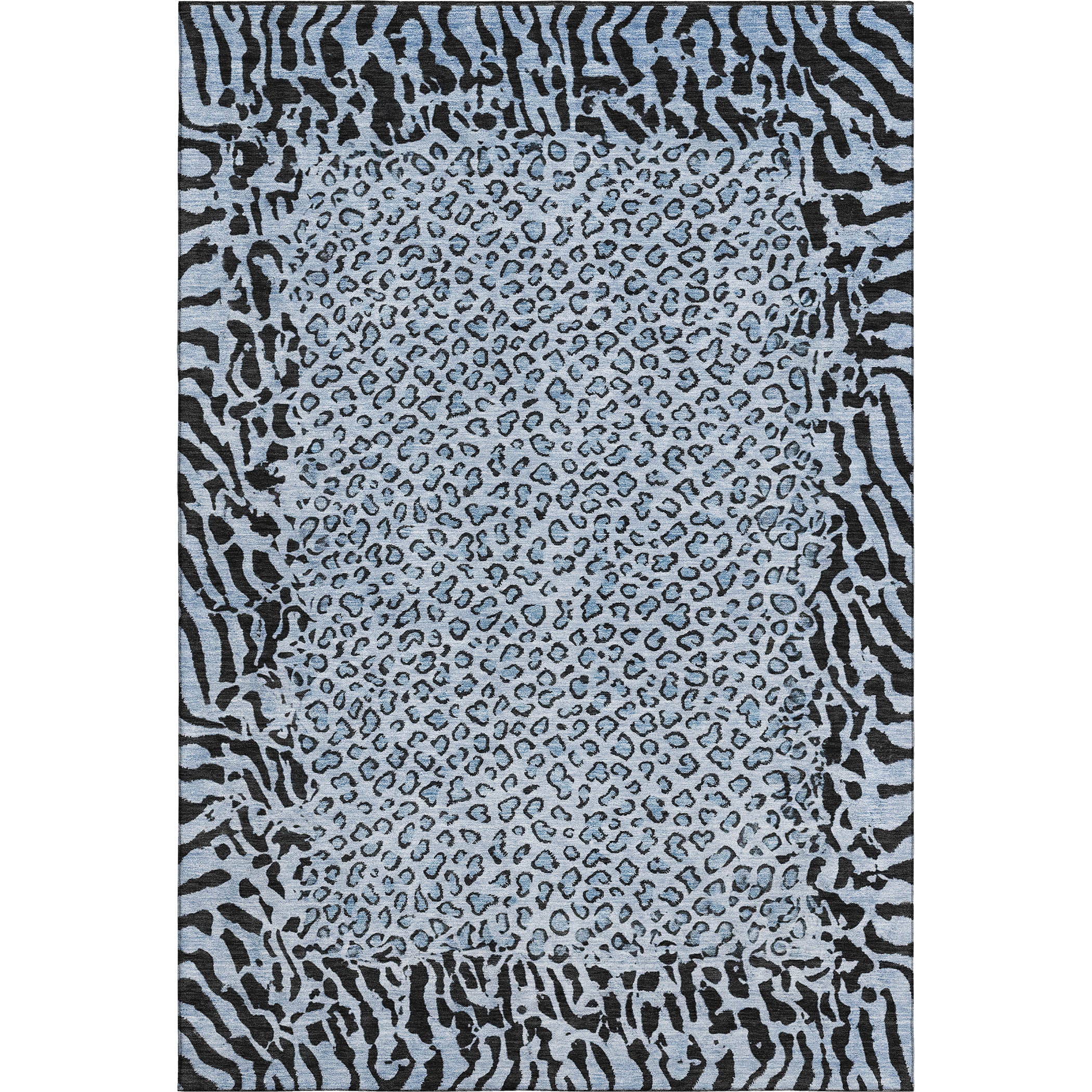 Baku Machine Washable Transitional Blue Rug 2'6" x 3'10" #shape_Rectangle
