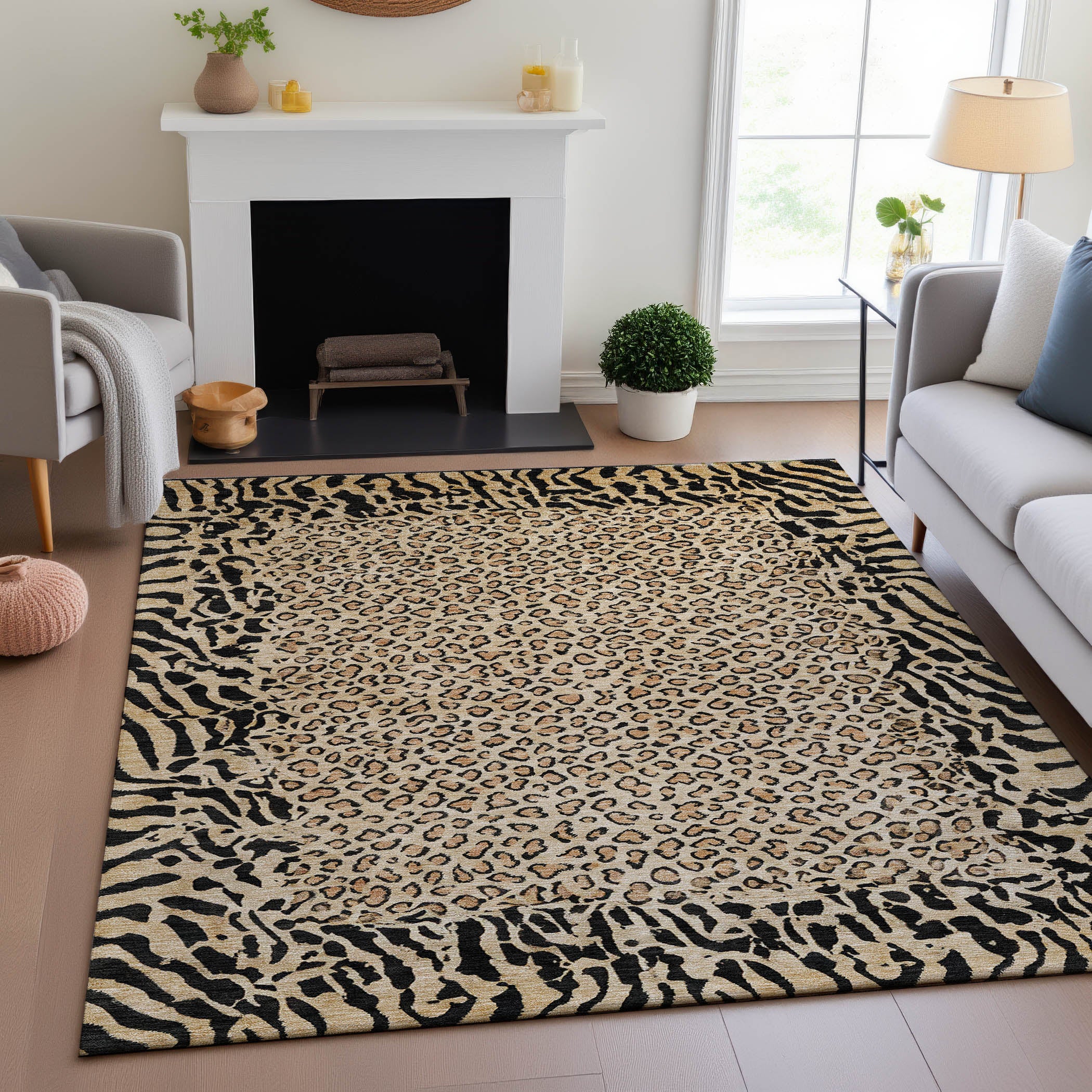 Baku Machine Washable Transitional Gold Rug 2'6" x 3'10" #shape_Rectangle