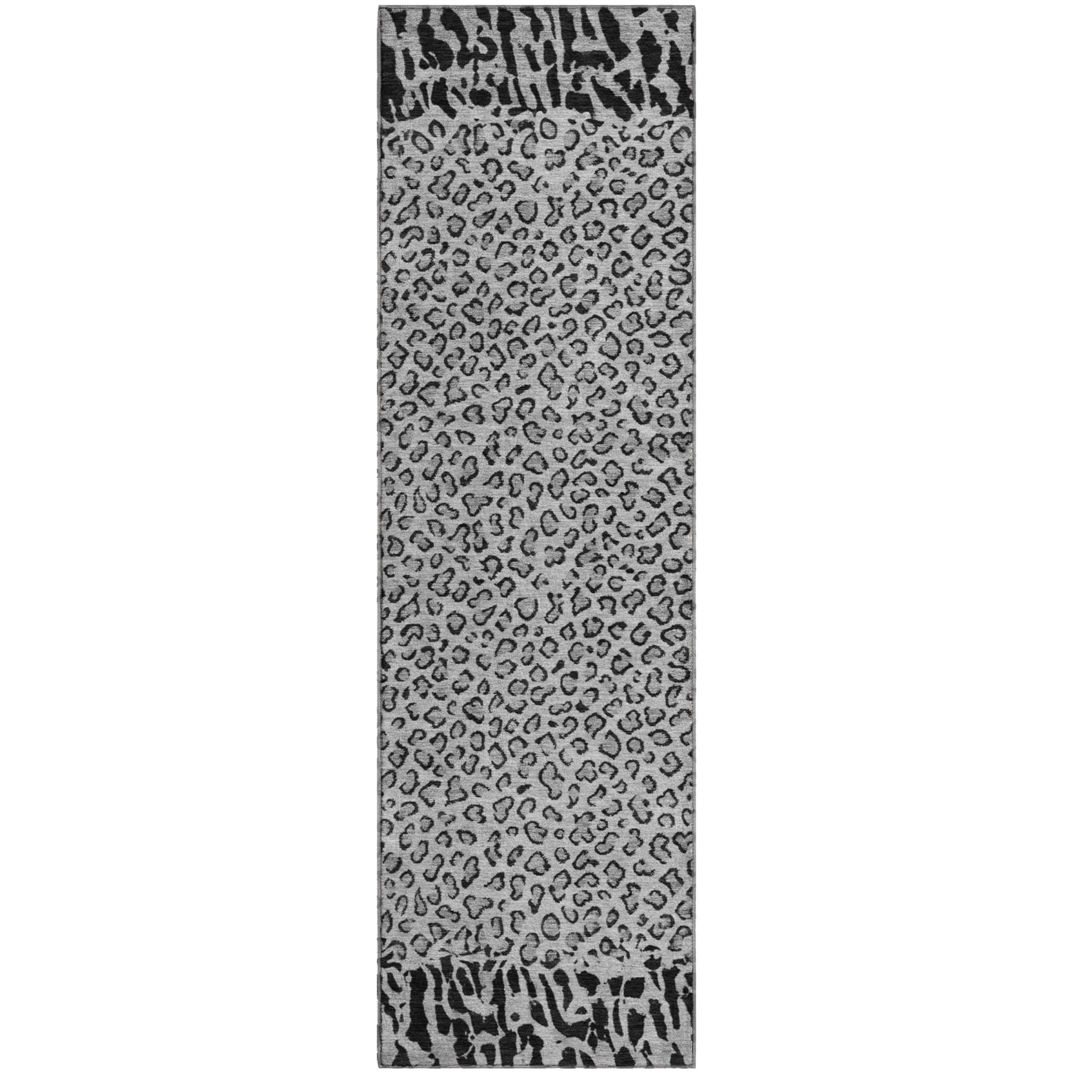 Baku Machine Washable Transitional Gray Rug 2'3" x 7'6" #shape_Runner