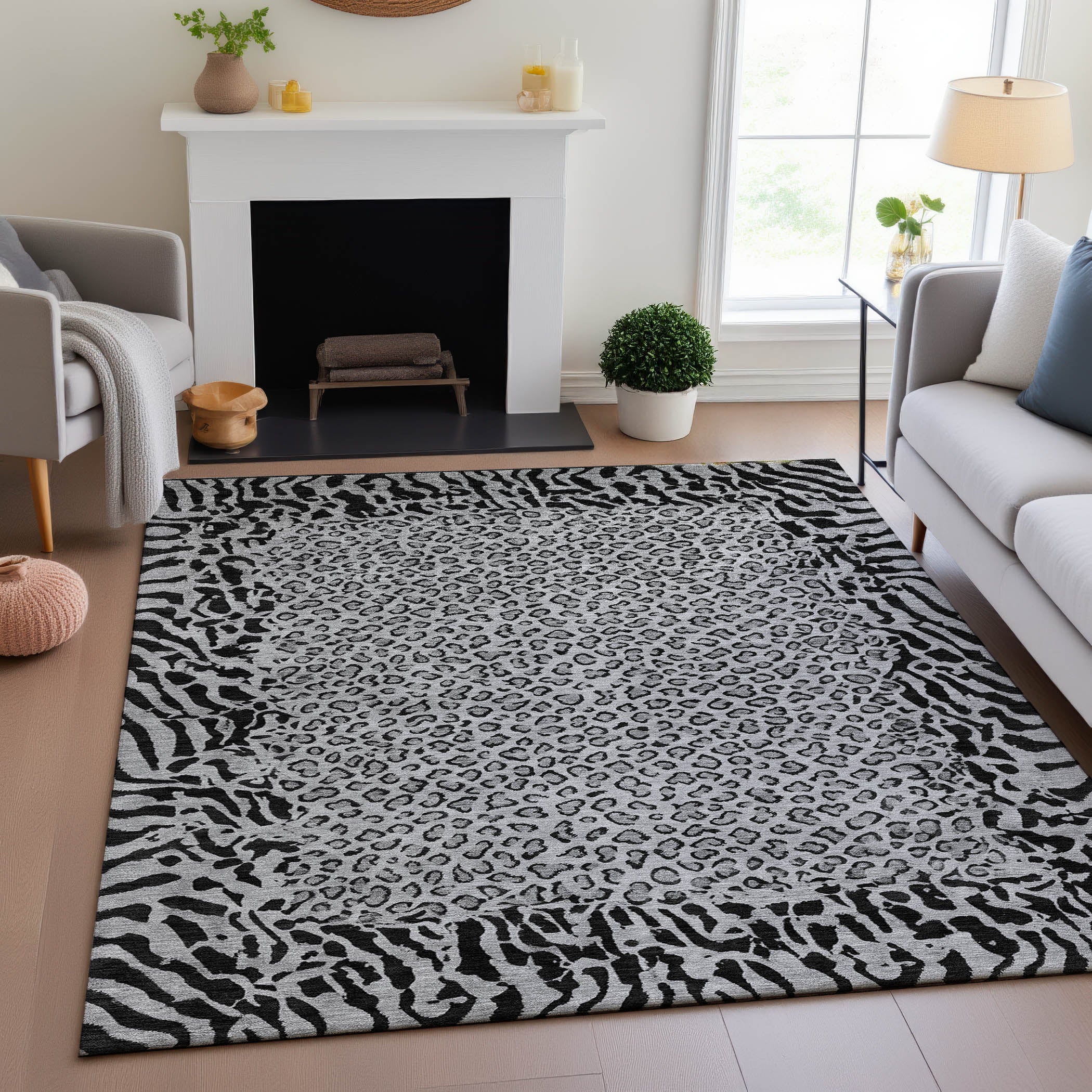 Baku Machine Washable Transitional Gray Rug 2'6" x 3'10" #shape_Rectangle