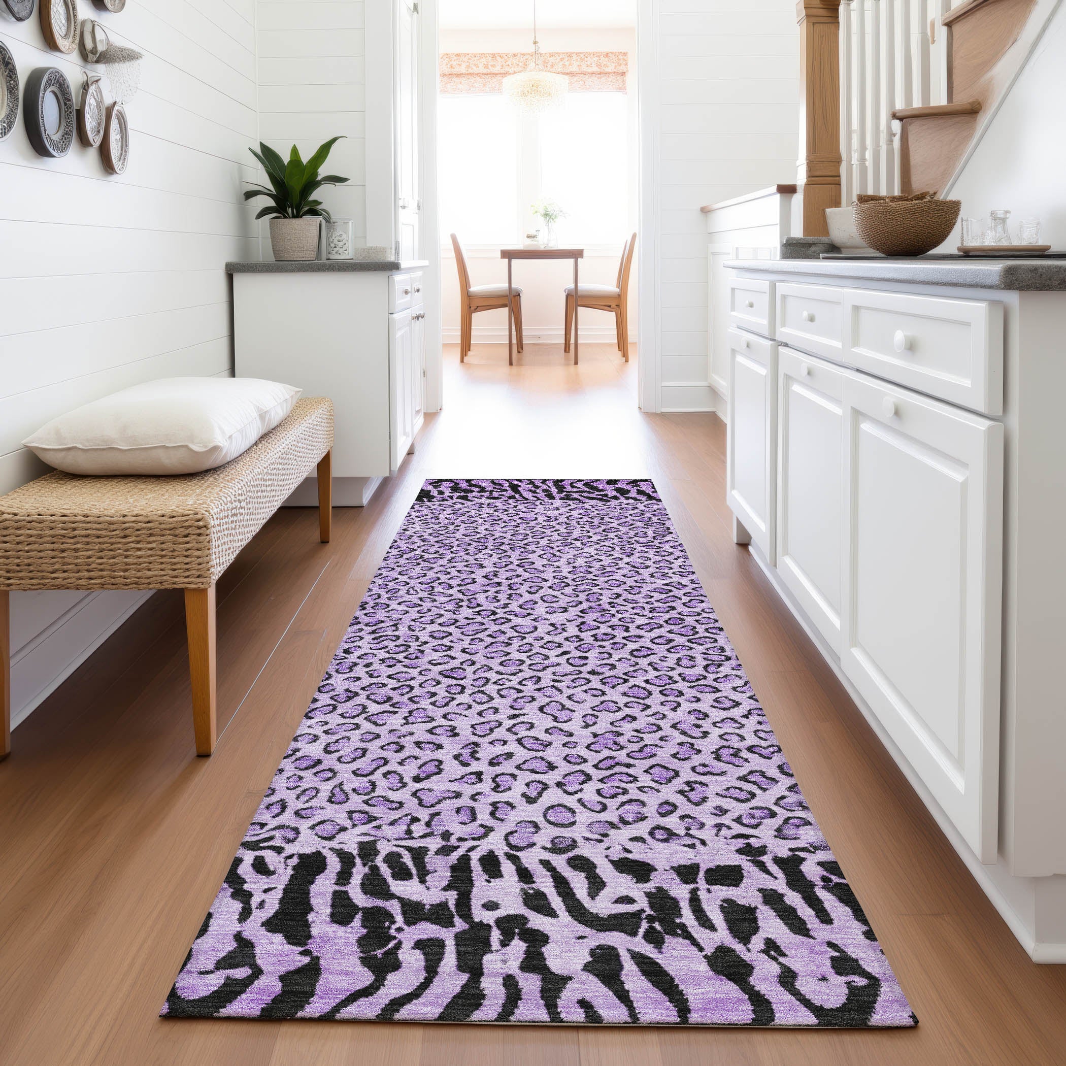 Baku Machine Washable Transitional Purple Rug 2'3" x 7'6" #shape_Runner