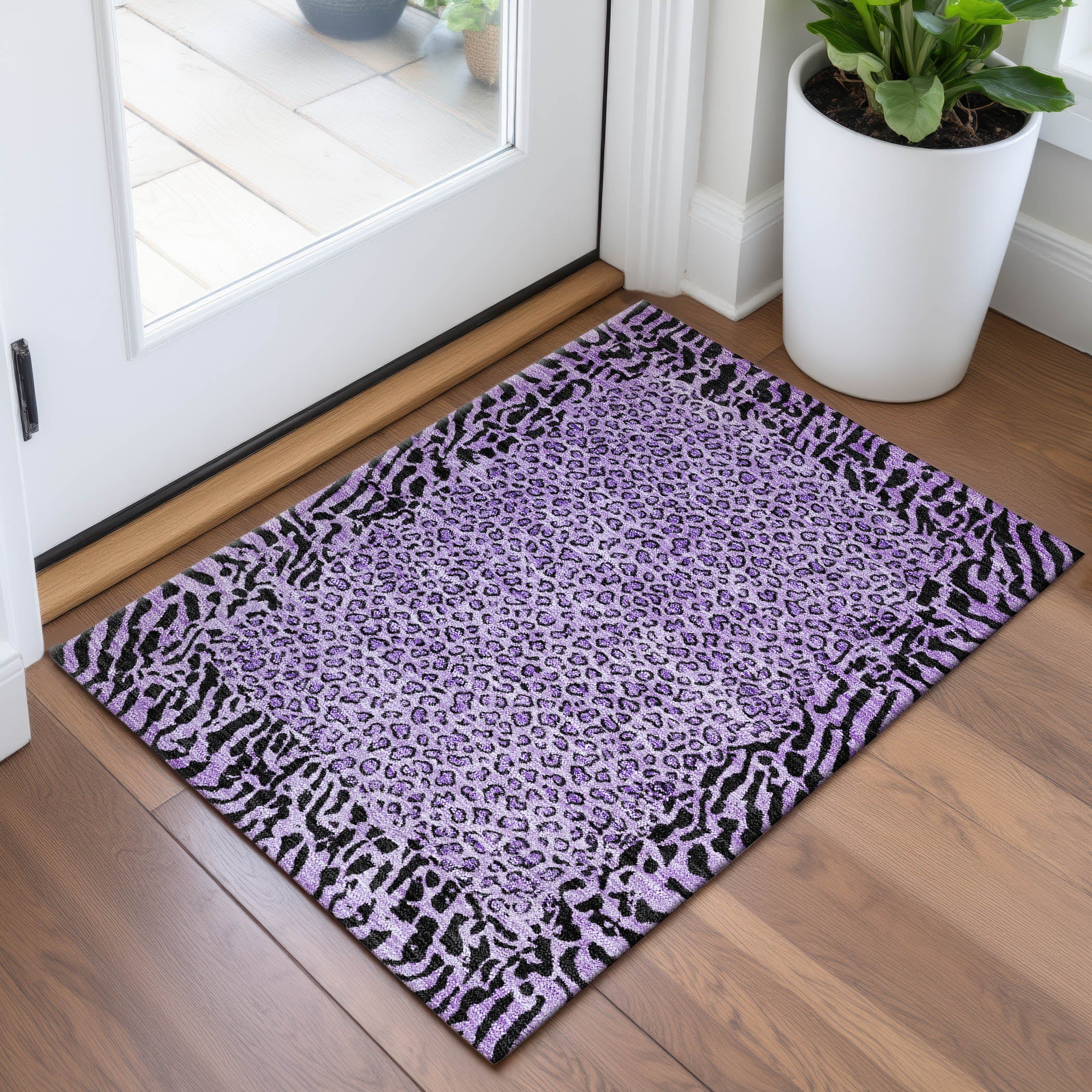 Baku Machine Washable Transitional Purple Rug 1'8" x 2'6" #shape_Rectangle