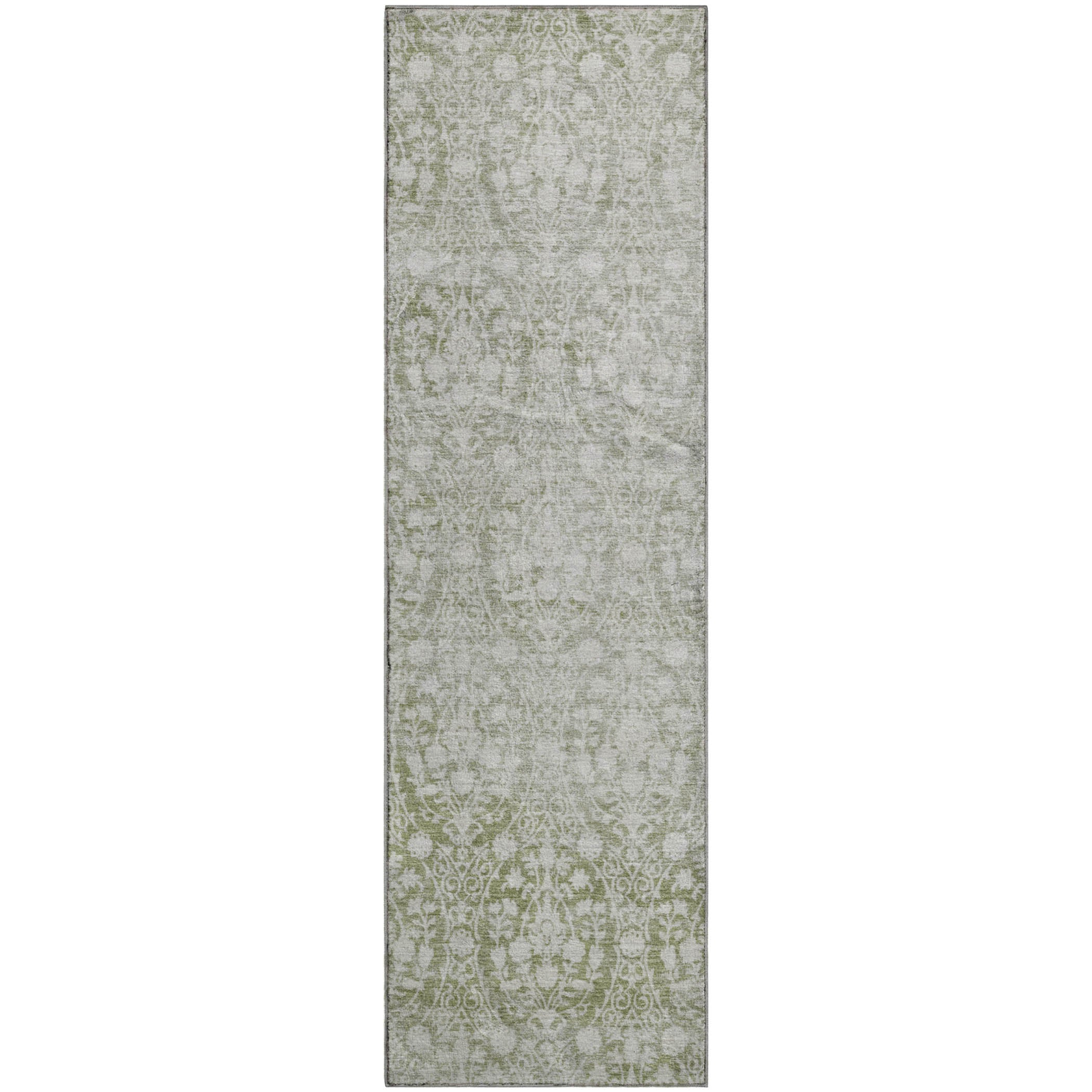 Vienna Machine Washable Transitional Aloe Green Rug 2'3" x 7'6" #shape_Runner