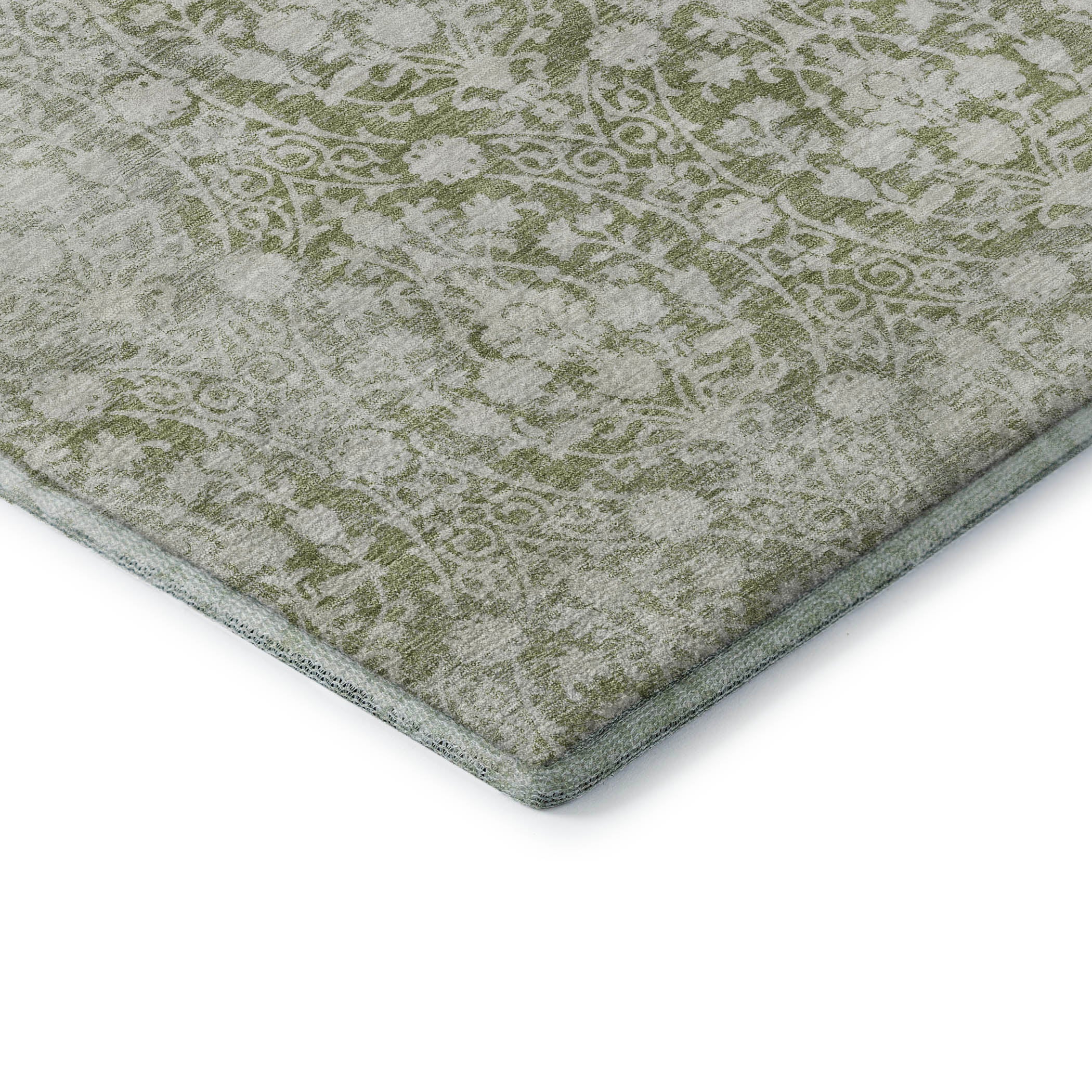 Vienna Machine Washable Transitional Aloe Green Rug 1'8" x 2'6" #shape_Rectangle