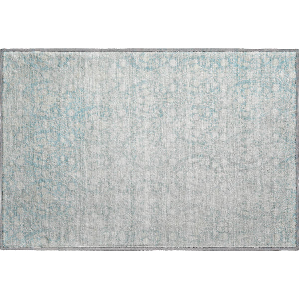 Vienna Machine Washable Transitional Aqua Teal Rug 1'8" x 2'6"