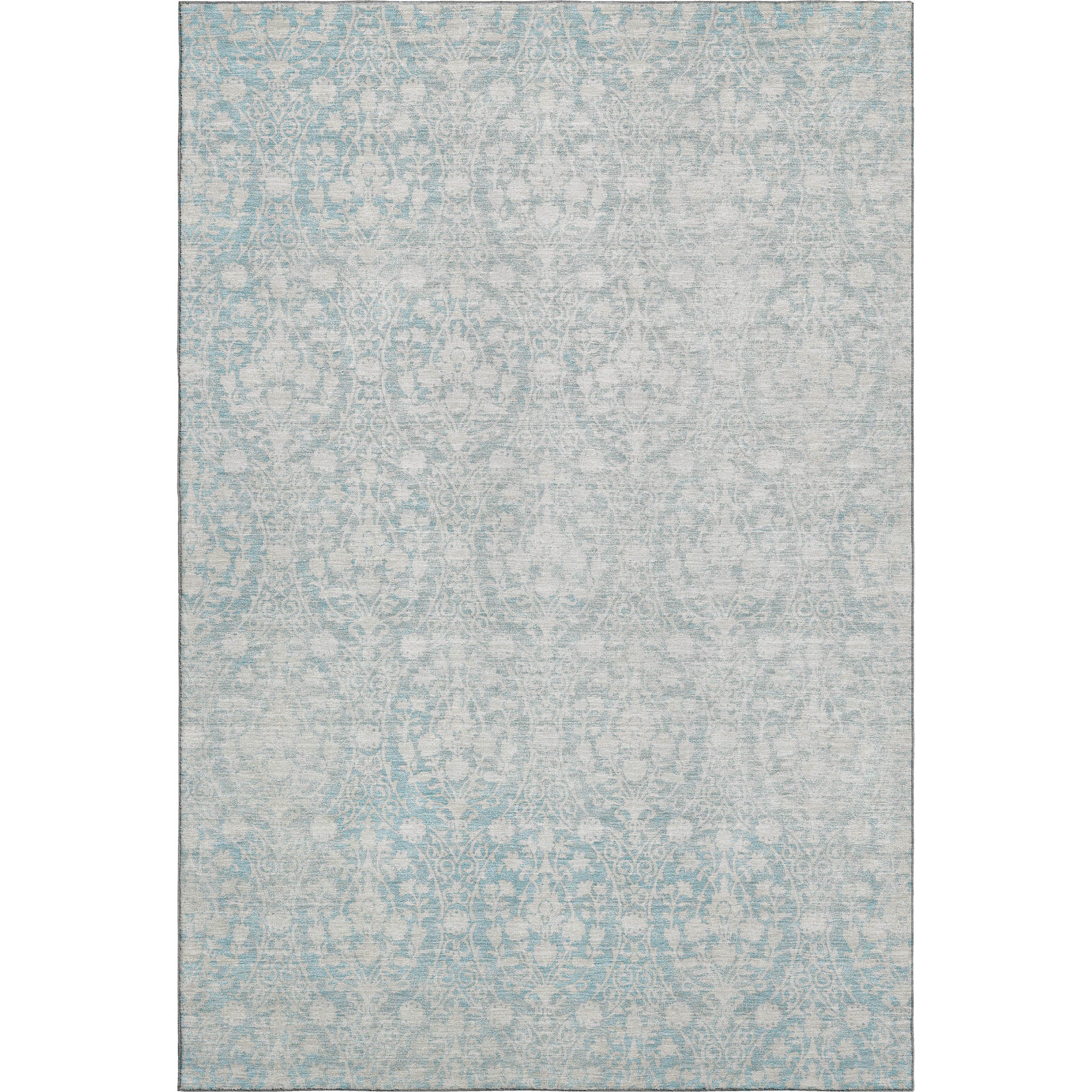 Vienna Machine Washable Transitional Aqua Teal Rug 2'6" x 3'10" #shape_Rectangle