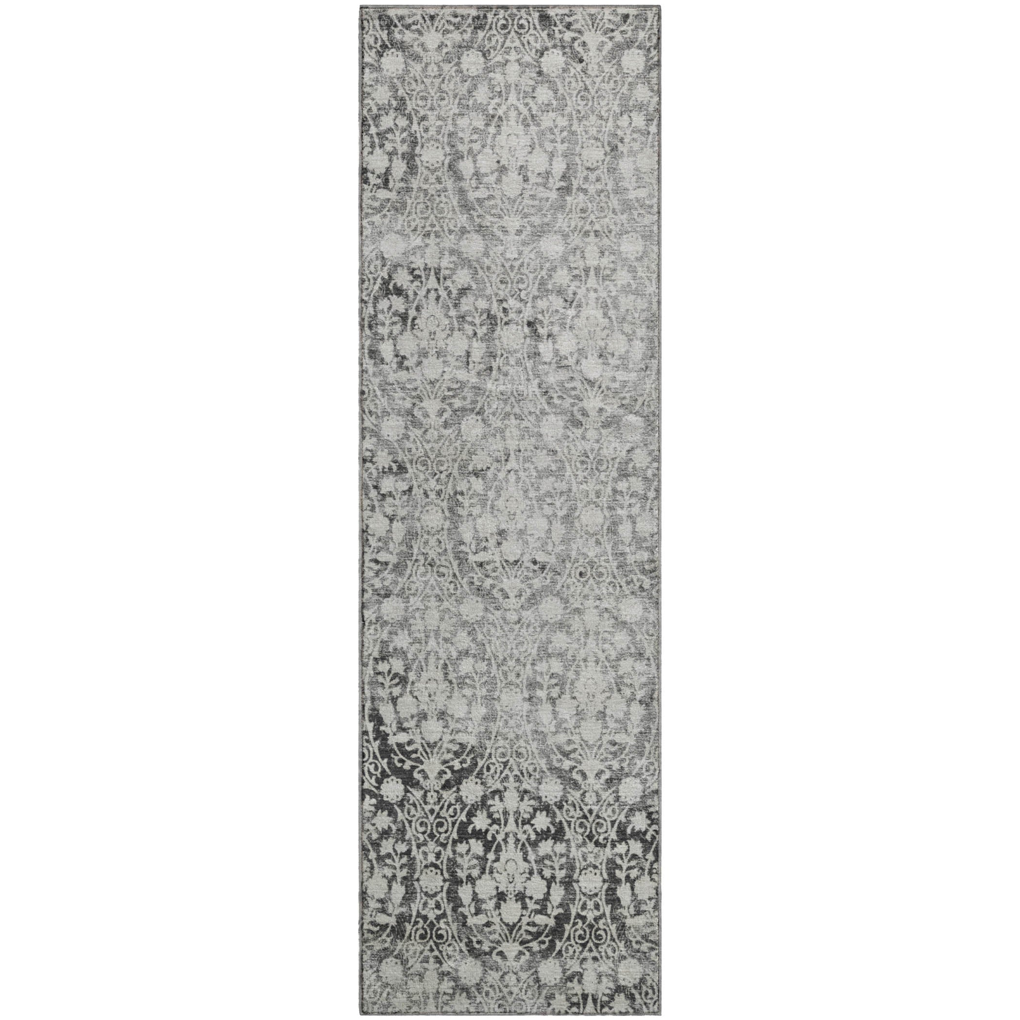 Vienna Machine Washable Transitional Charcoal Gray Rug 2'3" x 7'6" #shape_Runner