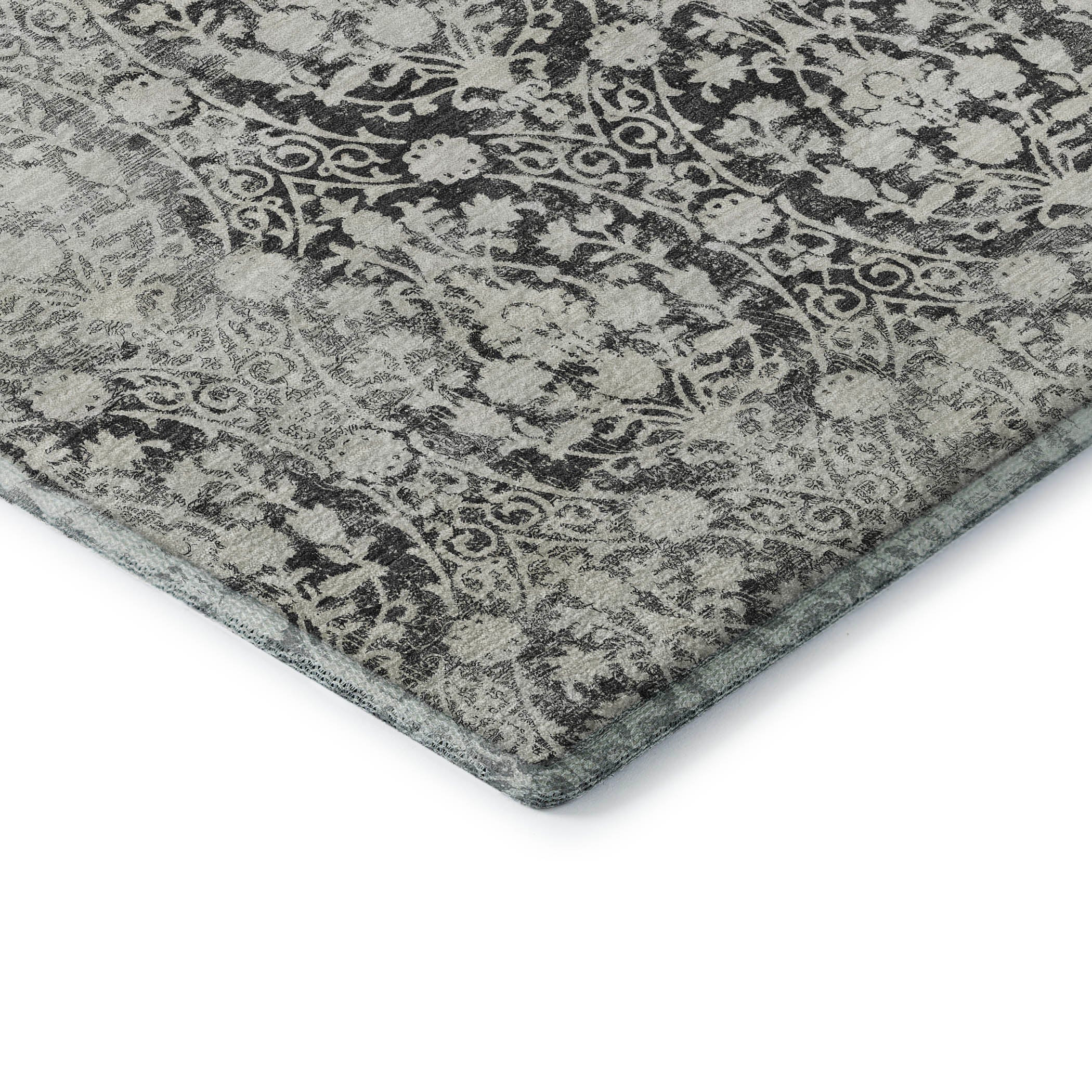 Vienna Machine Washable Transitional Charcoal Gray Rug 1'8" x 2'6" #shape_Rectangle