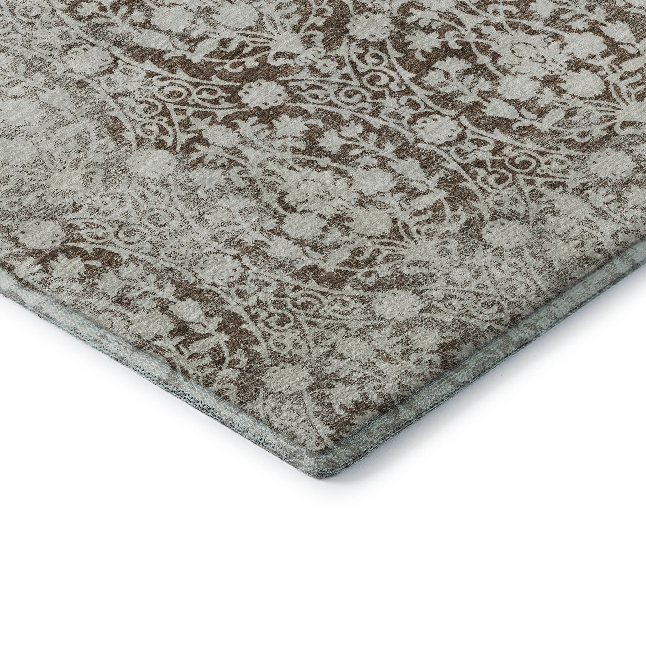 Vienna Machine Washable Transitional Chocolate Brown Rug 1'8" x 2'6" #shape_Rectangle