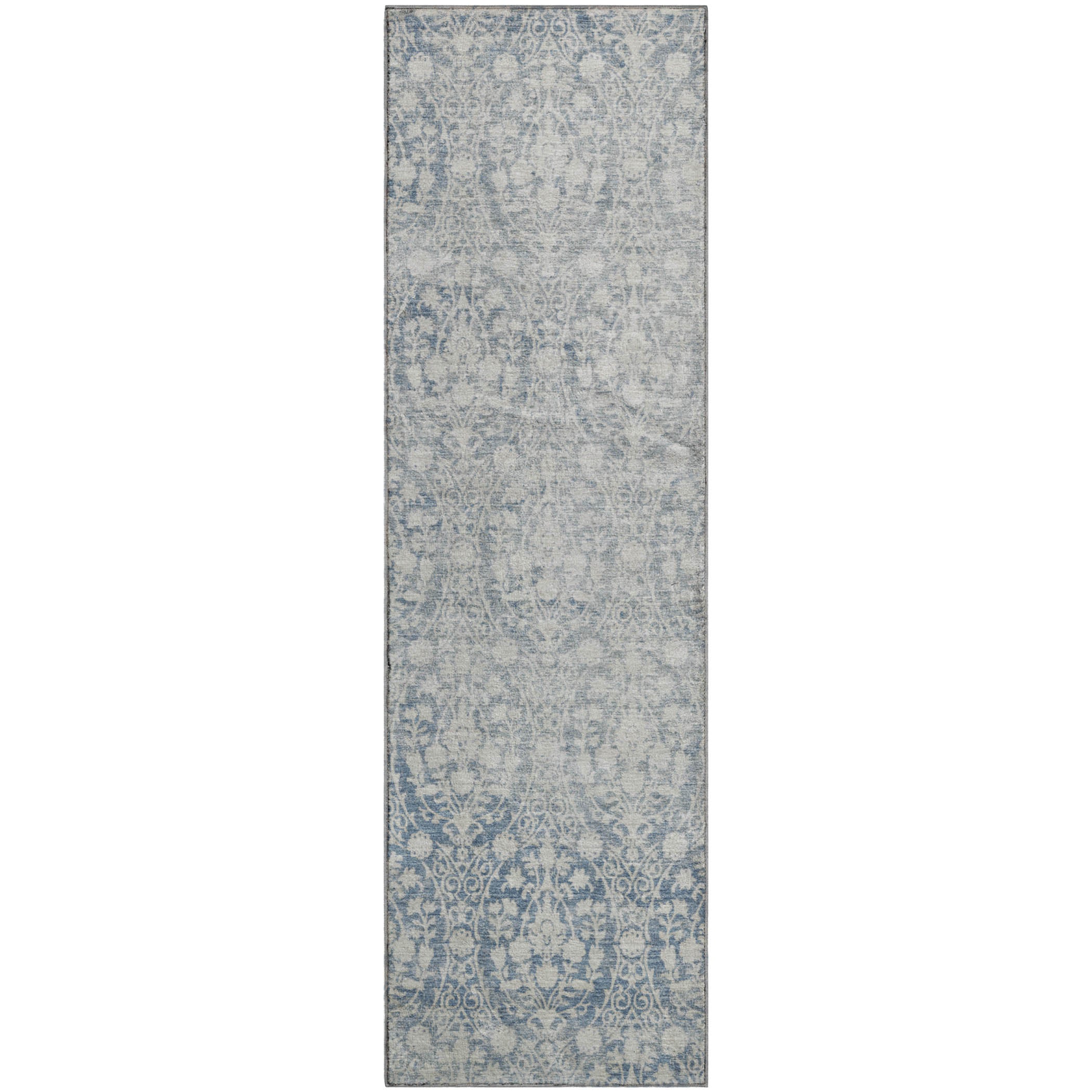 Vienna Machine Washable Transitional Denim Blue Rug 2'3" x 7'6" #shape_Runner