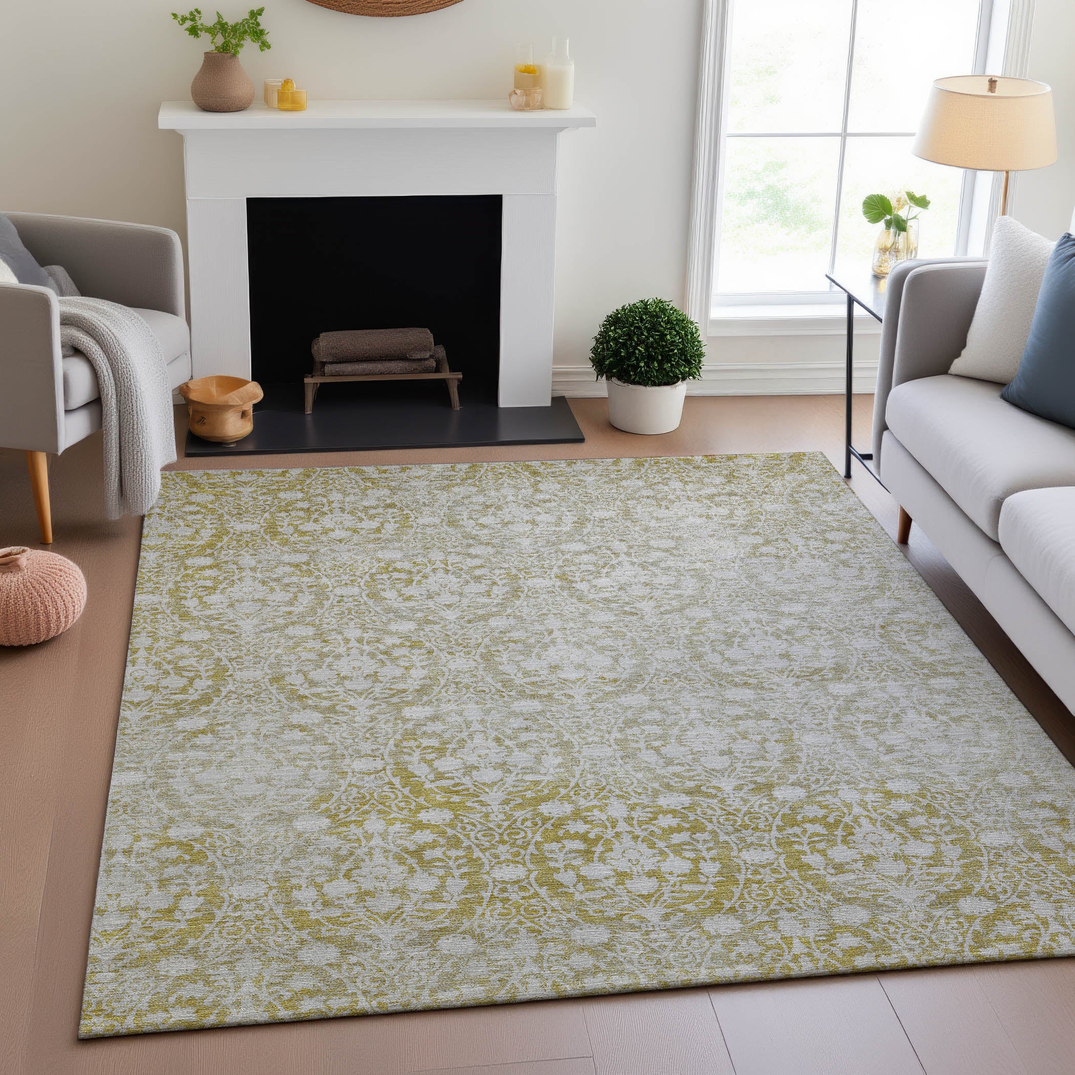 Vienna Machine Washable Transitional Gold Rug 2'6" x 3'10" #shape_Rectangle
