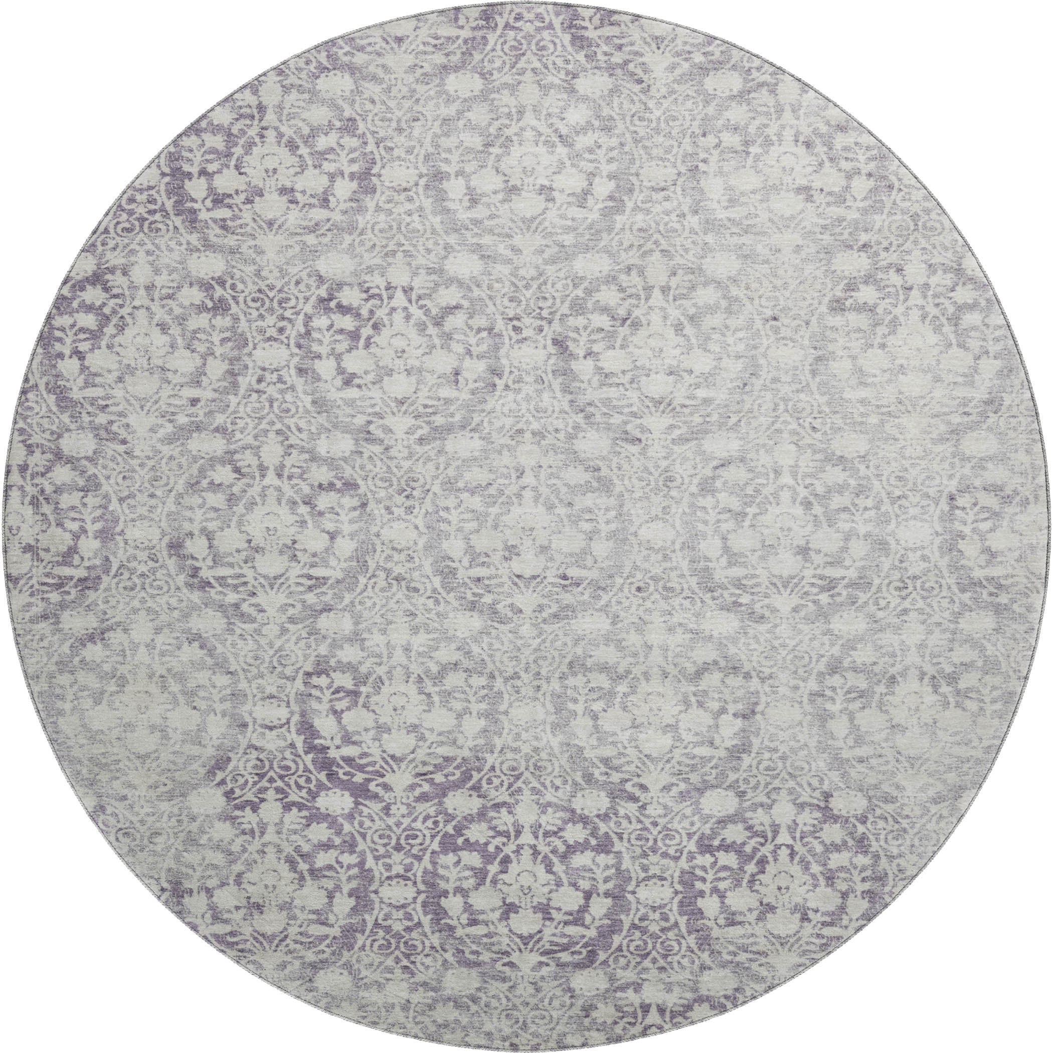 Vienna Machine Washable Transitional Plum Purple Rug 8' x 8' #shape_Round