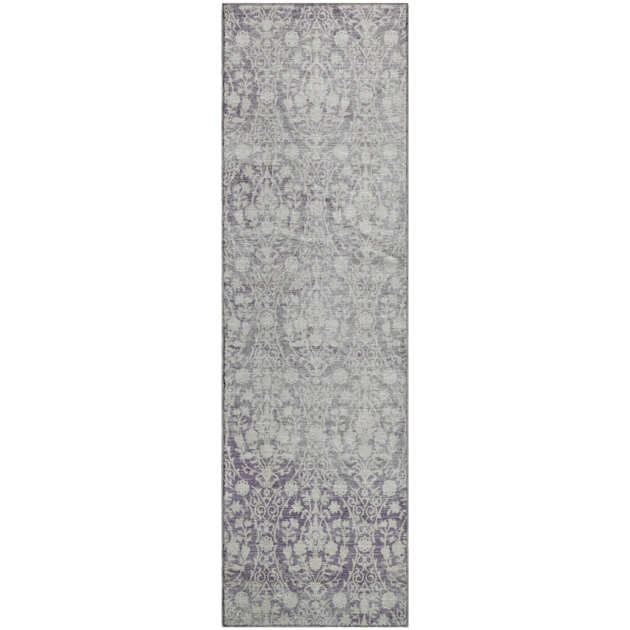 Vienna Machine Washable Transitional Plum Purple Rug 2'3" x 7'6" #shape_Runner