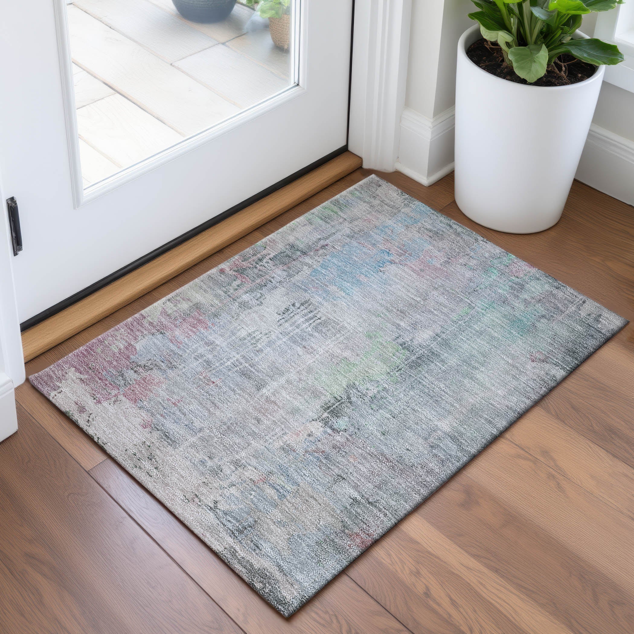 Porto Machine Washable Transitional Blue Rug 1'8" x 2'6" #shape_Rectangle