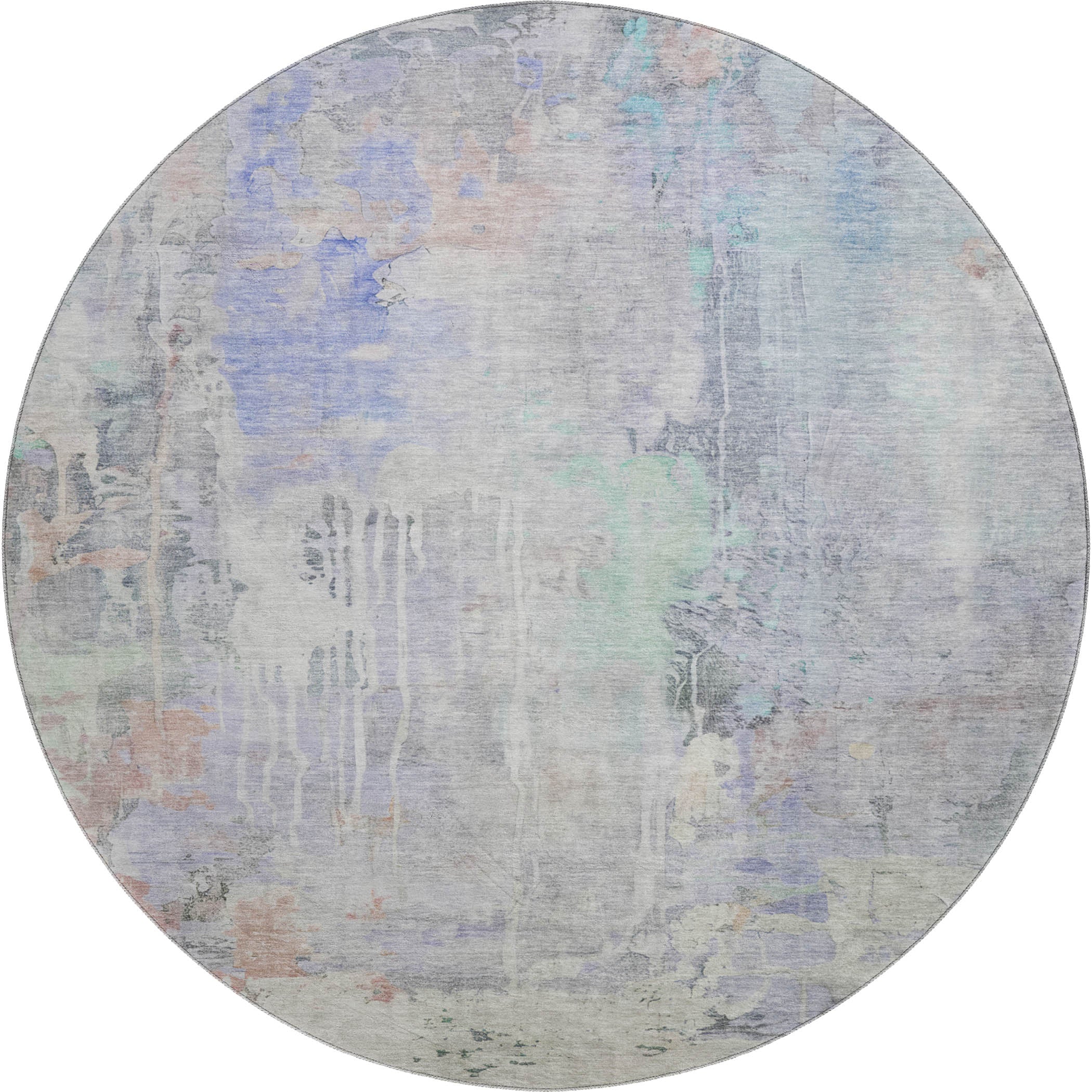 Porto Machine Washable Transitional Purple Rug 8' x 8' #shape_Round