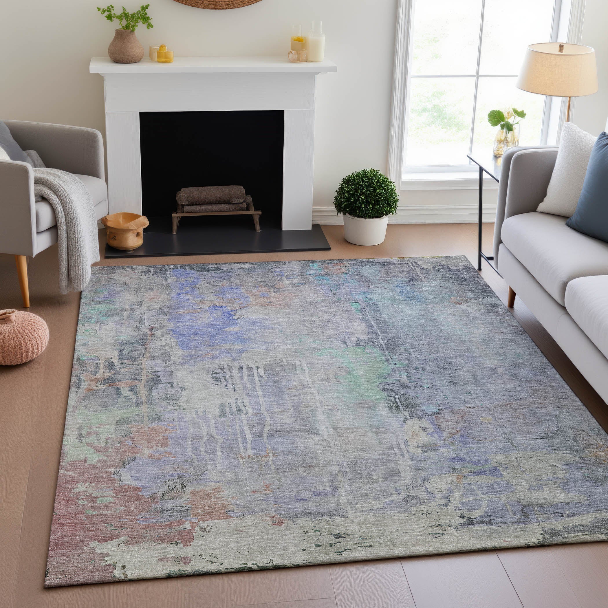 Porto Machine Washable Transitional Purple Rug 2'6" x 3'10" #shape_Rectangle