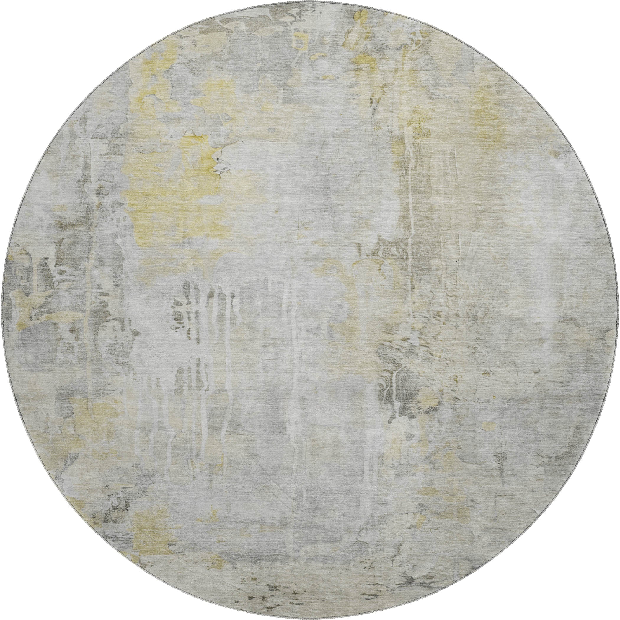 Porto Machine Washable Transitional Silver Gray Rug 8' x 8' #shape_Round