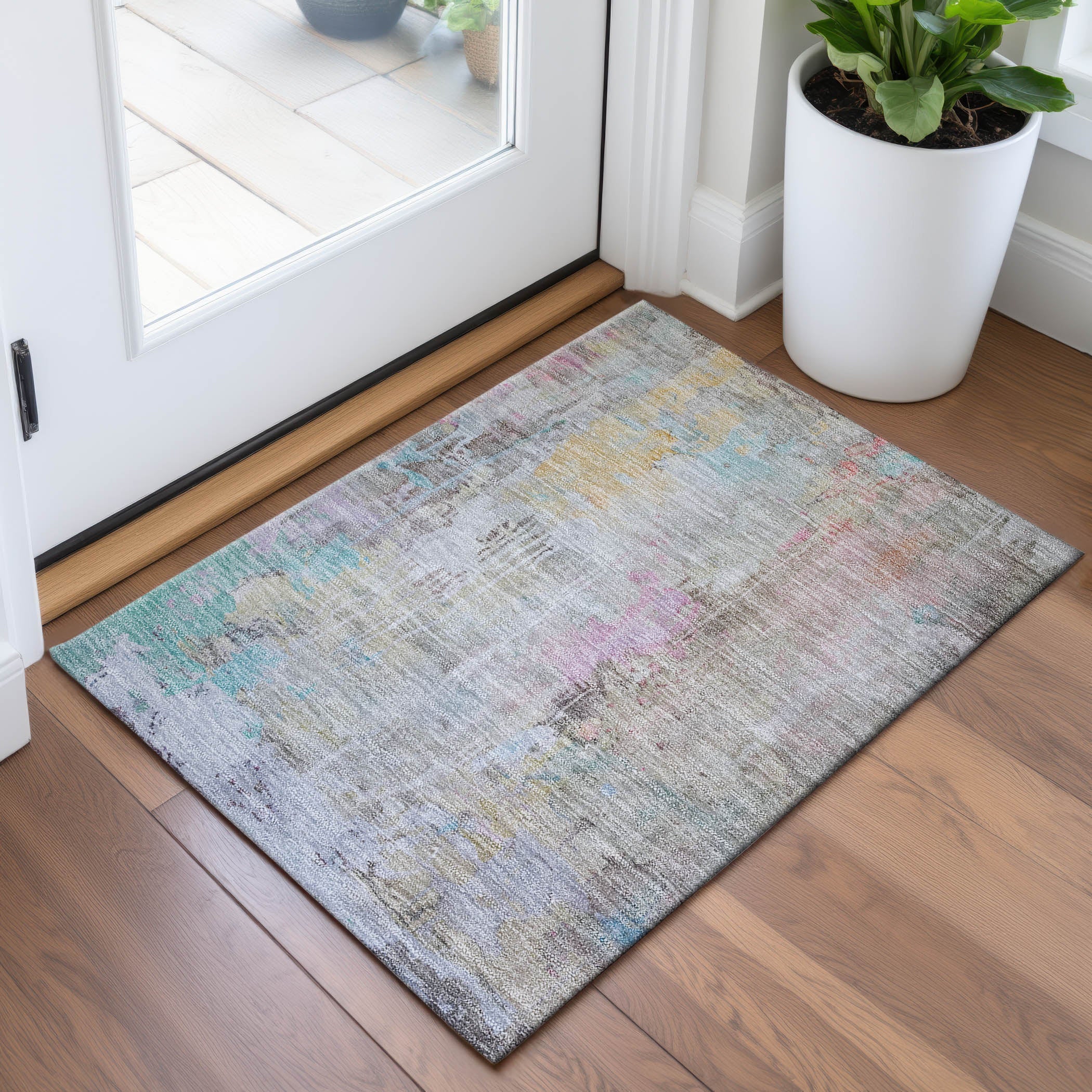 Porto Machine Washable Transitional Taupe Brown Rug 1'8" x 2'6" #shape_Rectangle