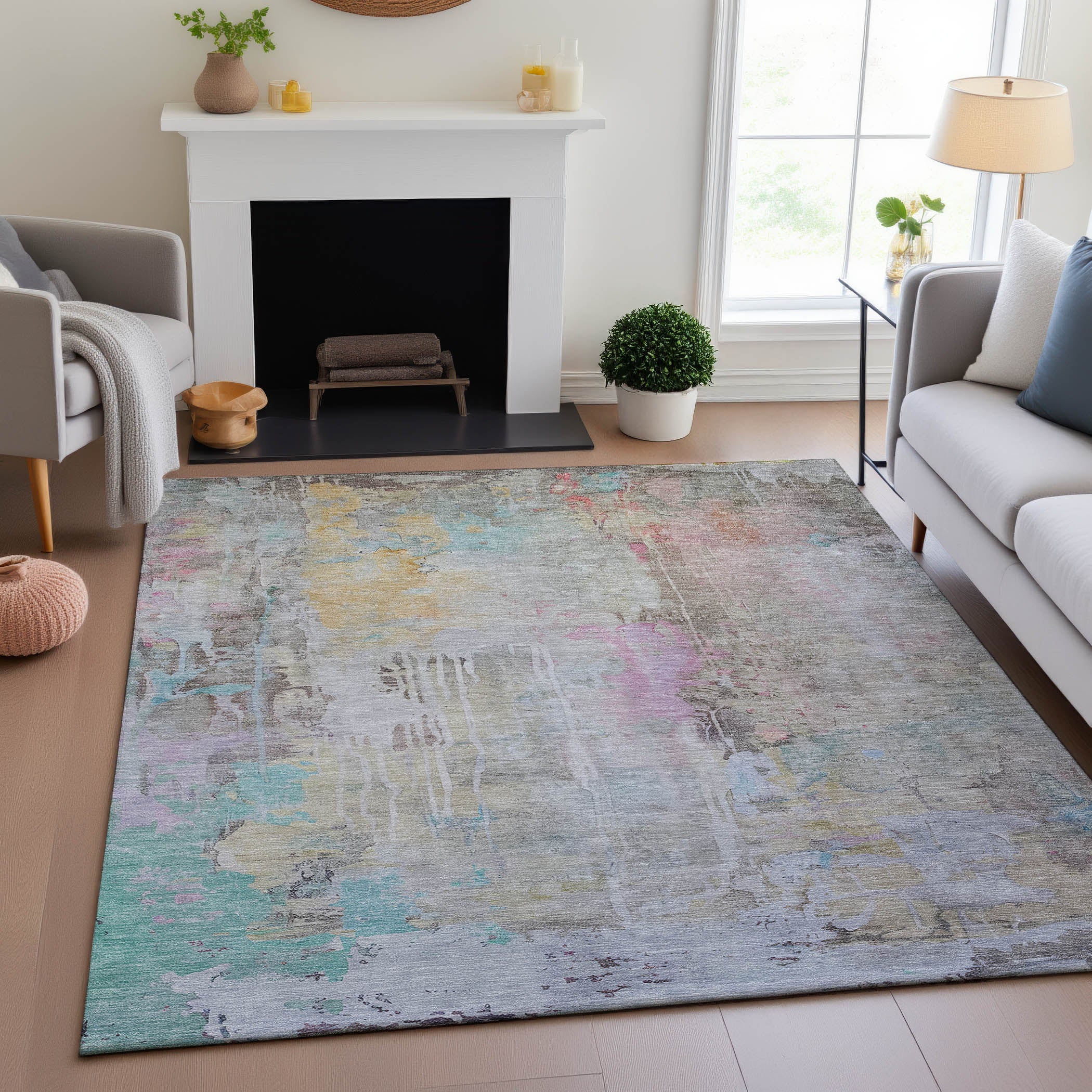 Porto Machine Washable Transitional Taupe Brown Rug 2'6" x 3'10" #shape_Rectangle