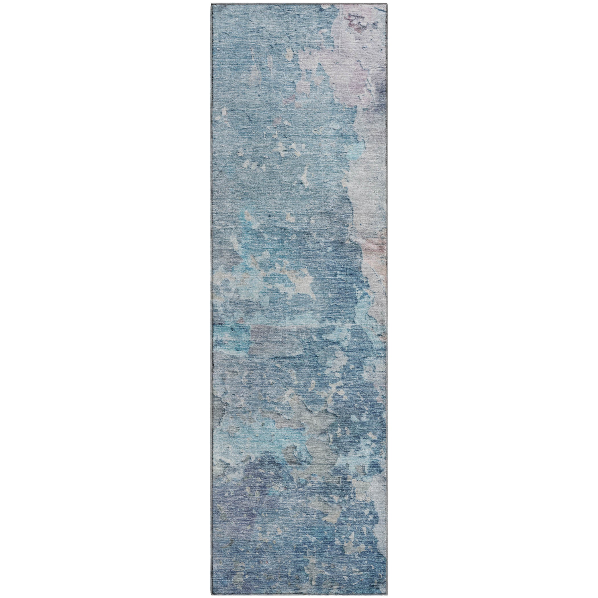 Havana Machine Washable Transitional Blue Rug 2'3" x 7'6" #shape_Runner