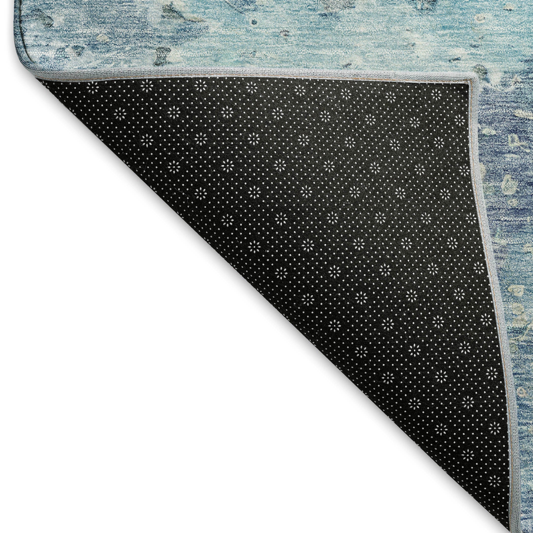 Havana Machine Washable Transitional Blue Rug 1'8" x 2'6" #shape_Rectangle