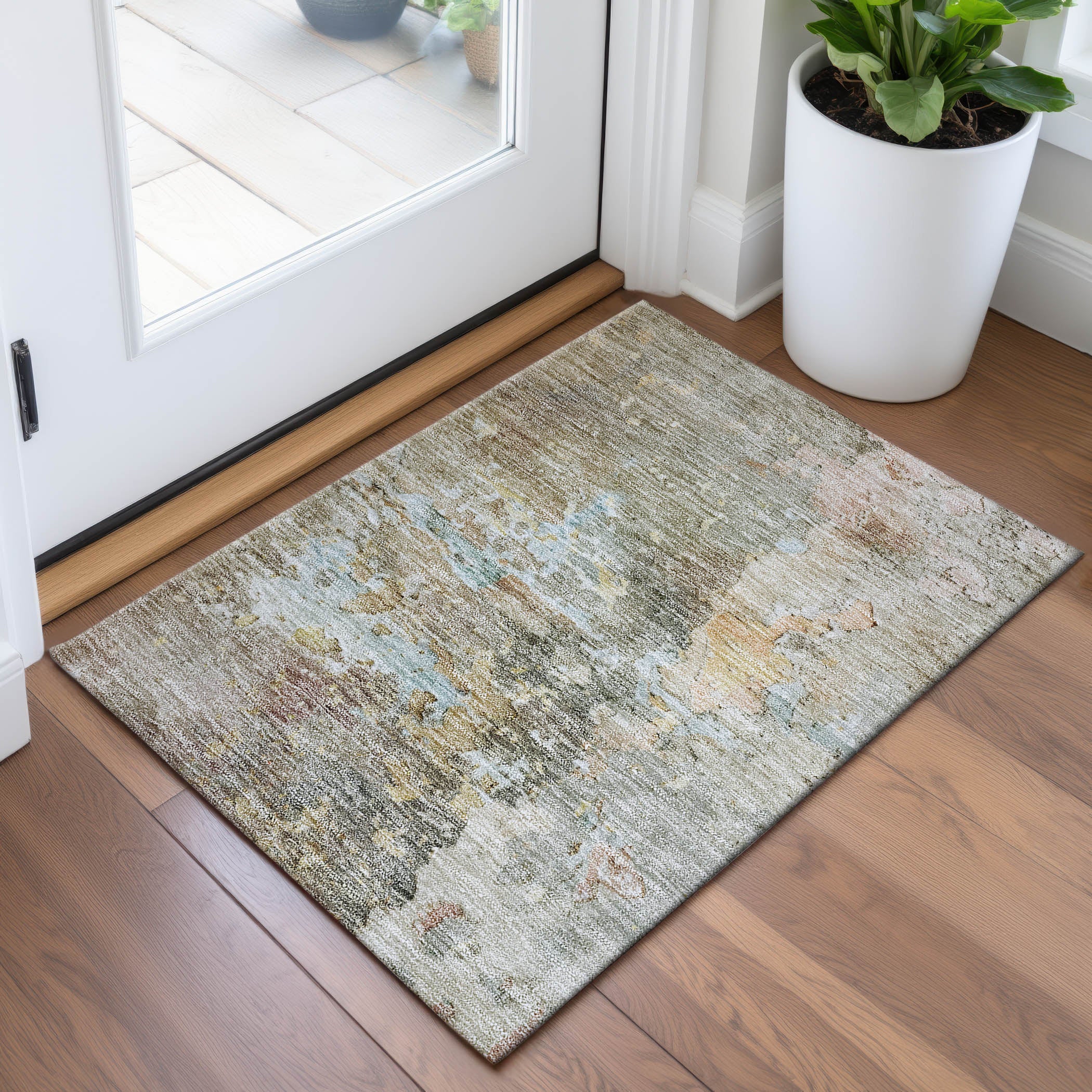 Havana Machine Washable Transitional Brown Rug 1'8" x 2'6" #shape_Rectangle