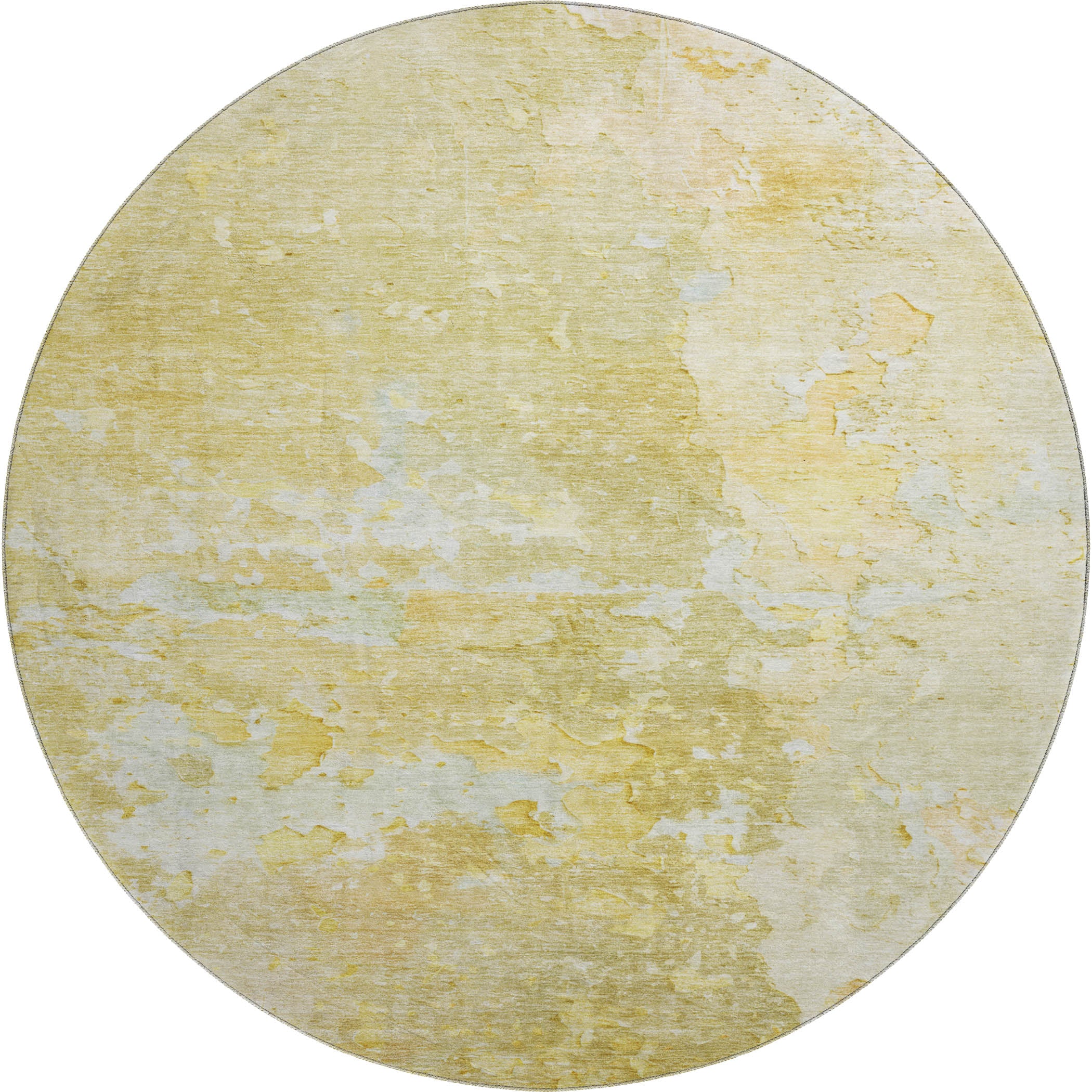 Havana Machine Washable Transitional Gold Rug 8' x 8' #shape_Round
