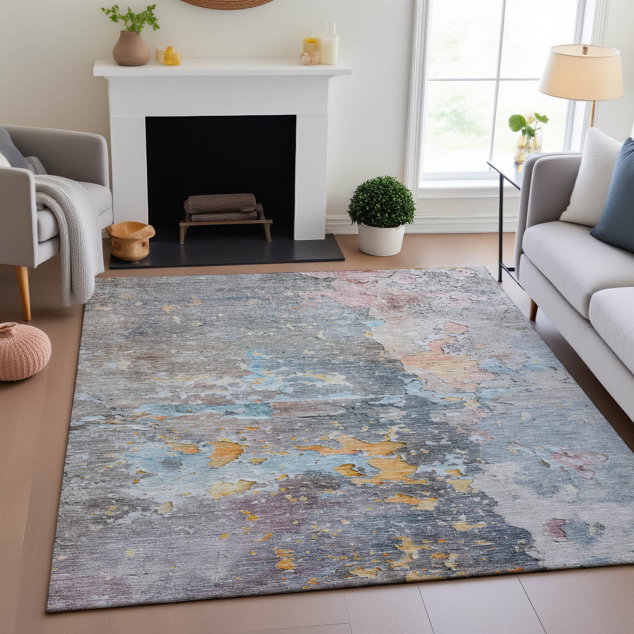 Havana Machine Washable Transitional Granite Gray Rug 2'6" x 3'10" #shape_Rectangle