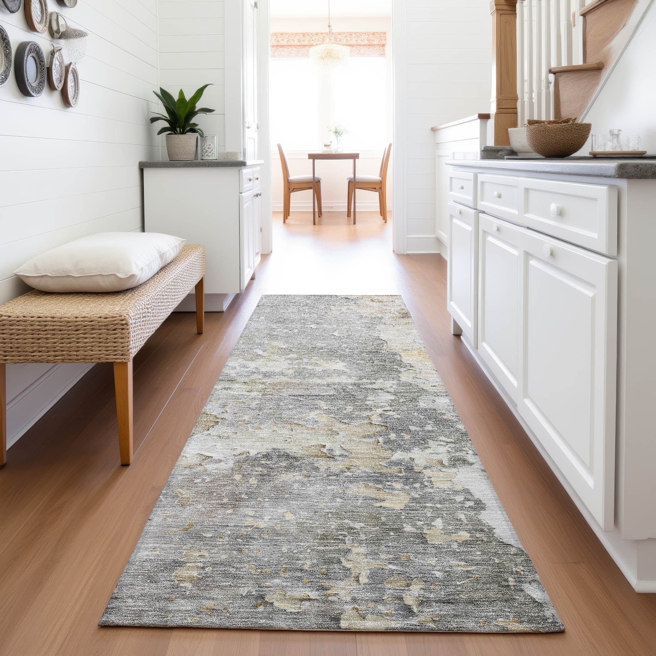 Havana Machine Washable Transitional Gray Rug 2'3" x 7'6" #shape_Runner