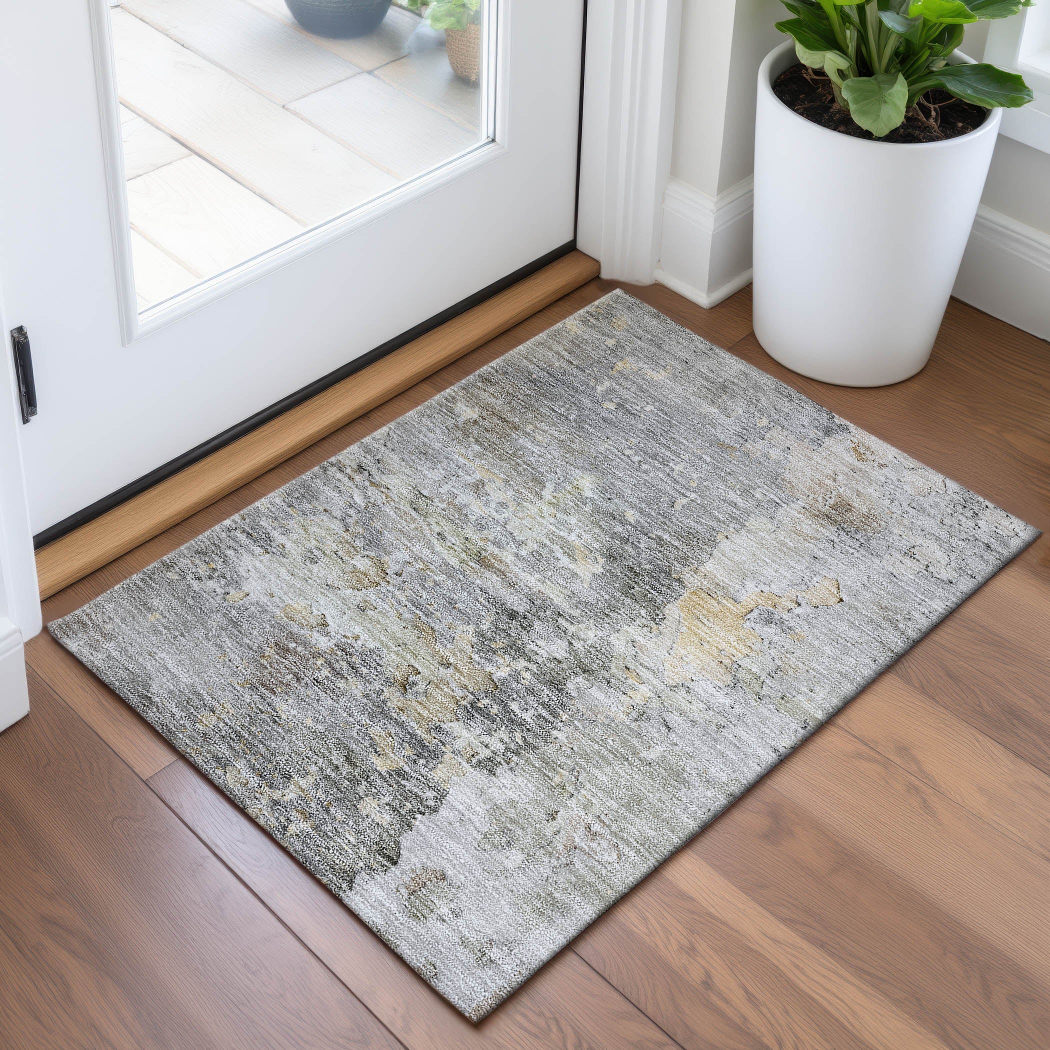 Havana Machine Washable Transitional Gray Rug 1'8" x 2'6" #shape_Rectangle