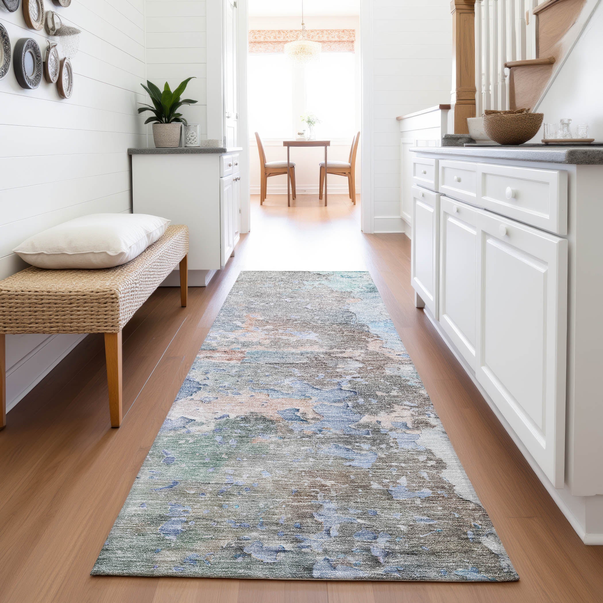 Havana Machine Washable Transitional Taupe Brown Rug 2'3" x 7'6" #shape_Runner