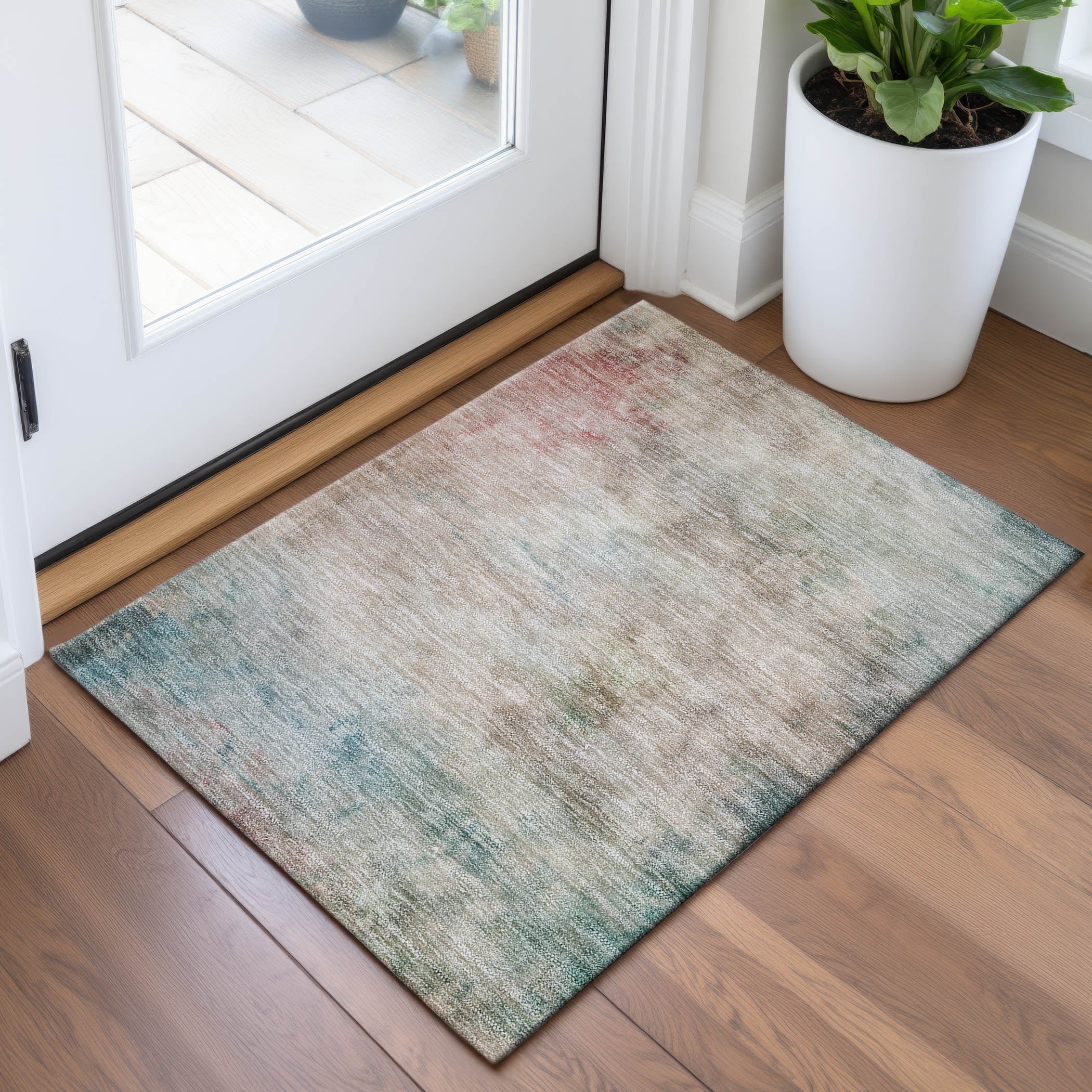 Bern Machine Washable Transitional Taupe Brown Rug 1'8" x 2'6" #shape_Rectangle