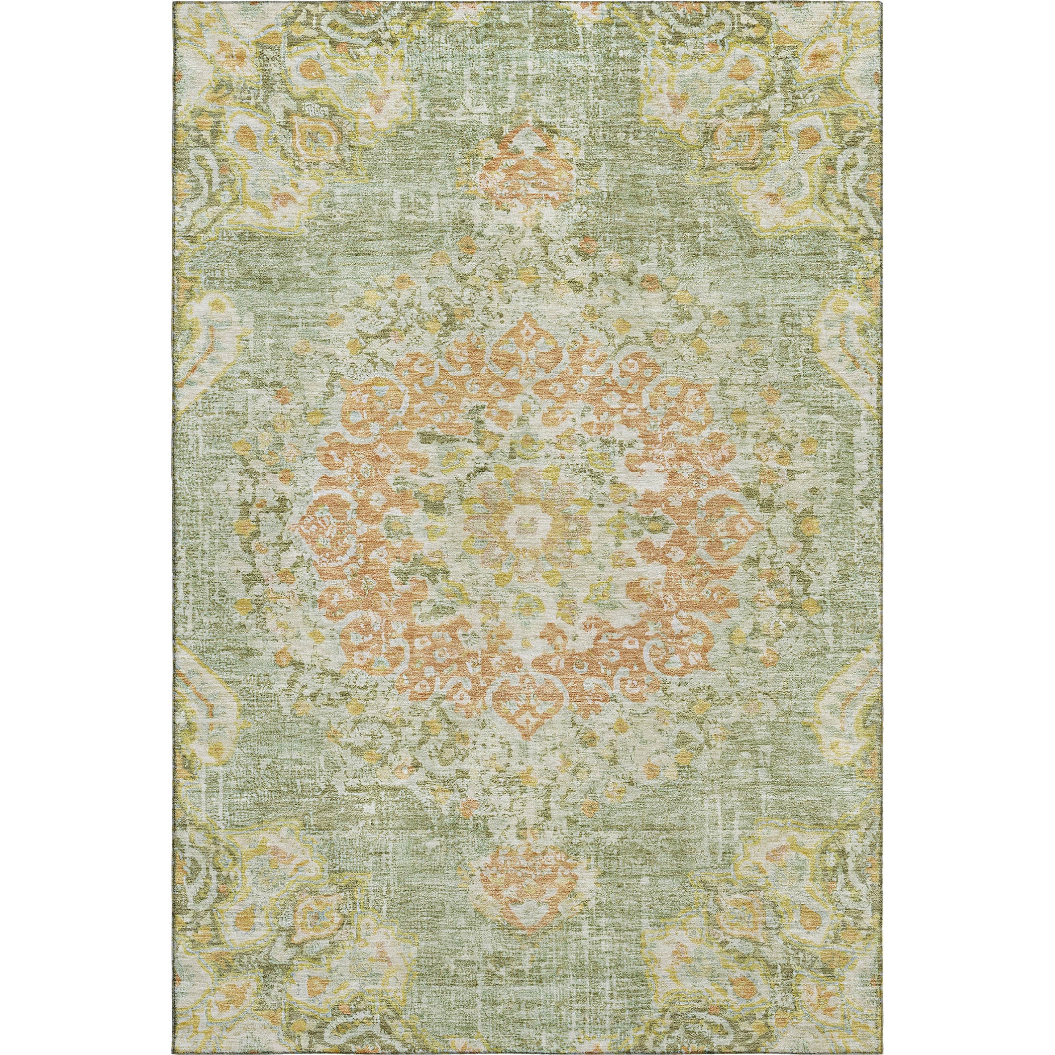Sarajevo Machine Washable Traditional Aloe Green Rug 2'6" x 3'10" #shape_Rectangle