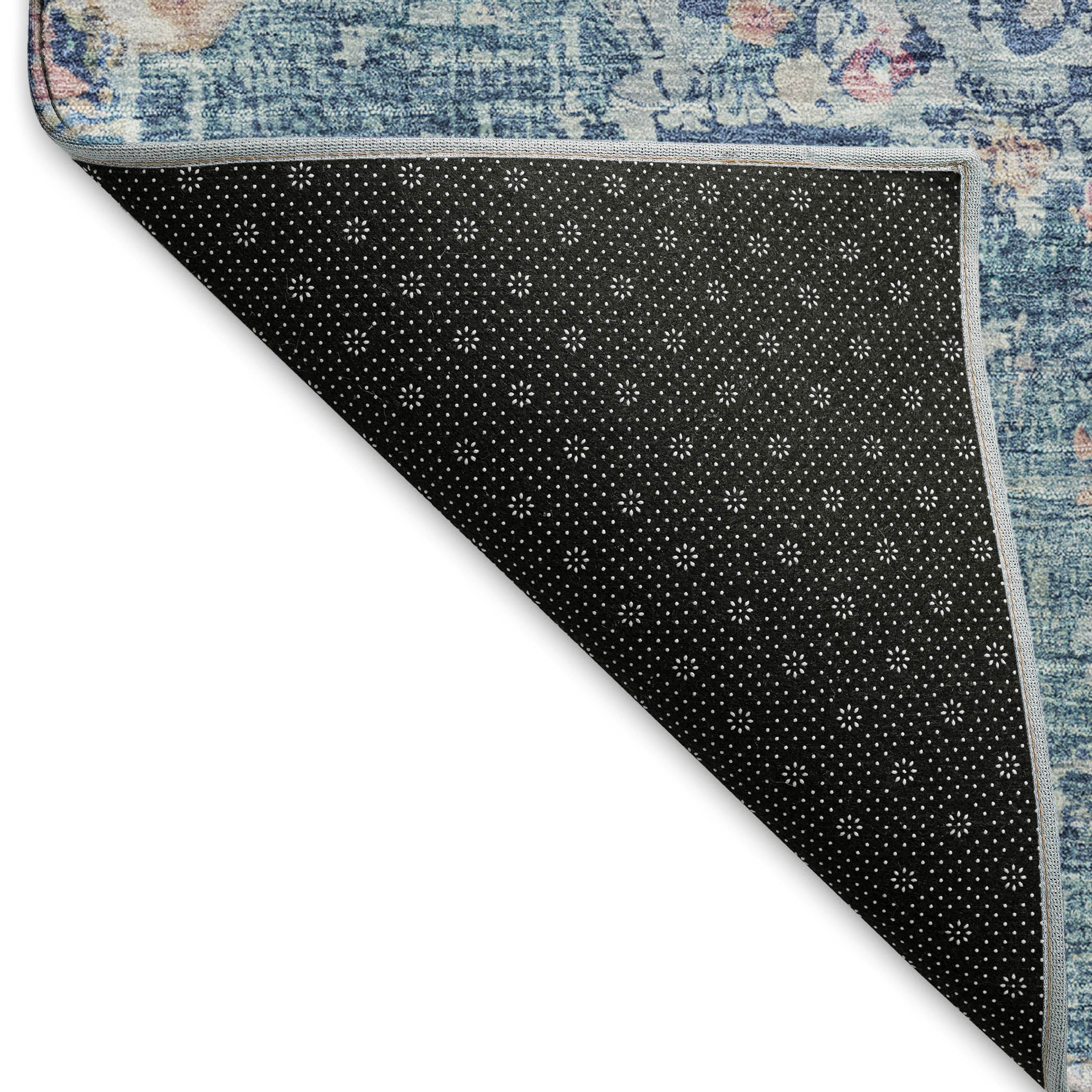 Sarajevo Machine Washable Traditional Blue Rug 1'8" x 2'6" #shape_Rectangle